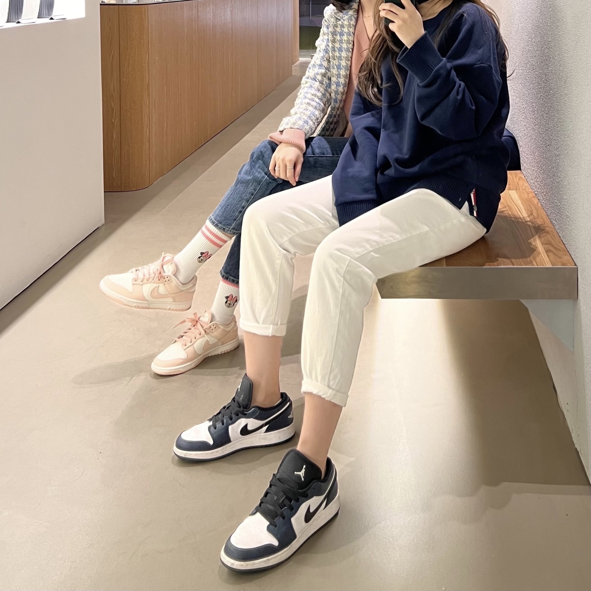 Jordan 1 Low Dark Teal, (GS) Jordan 1 Low Armory Navy 착용 스타일