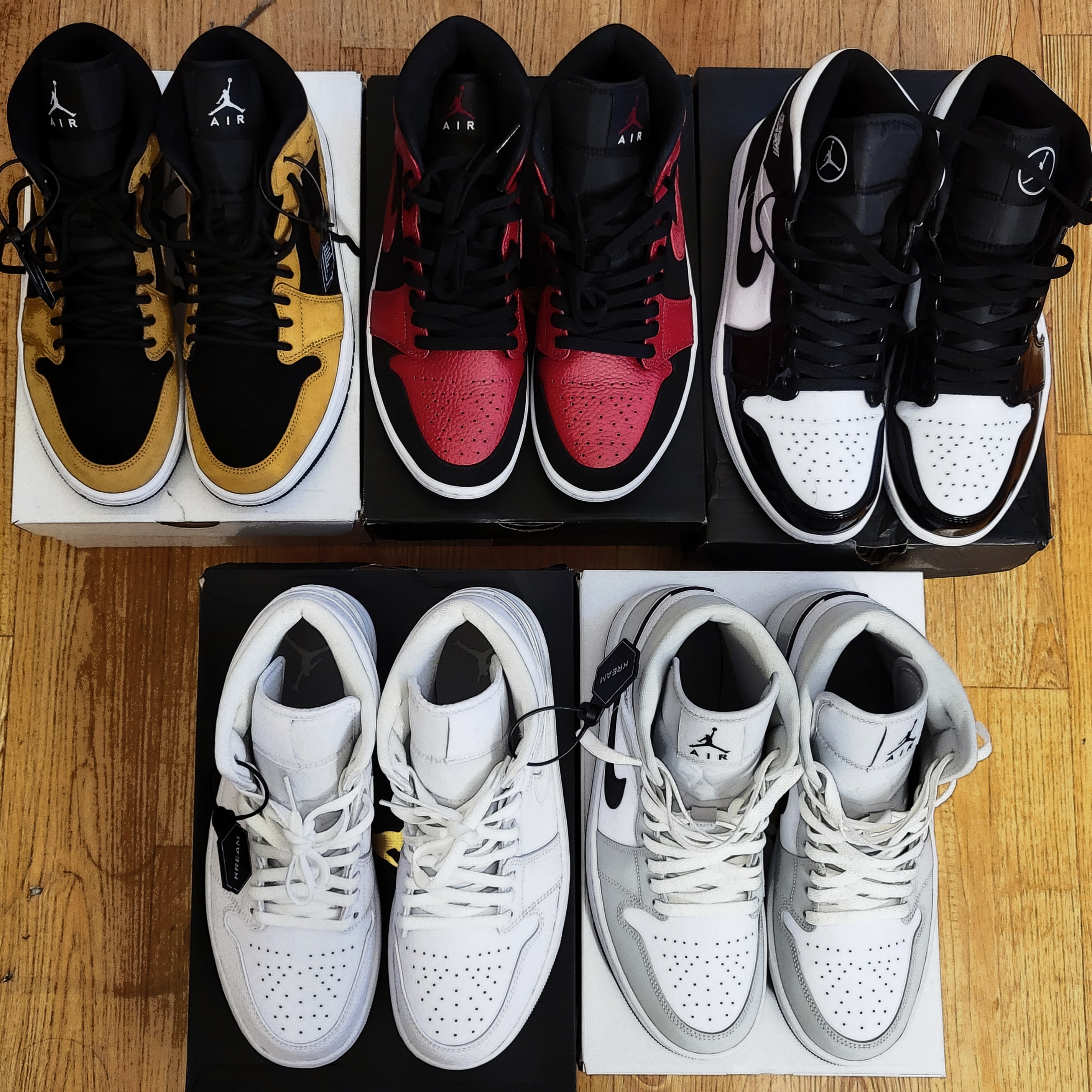 (W) Jordan 1 Mid Grey Fog, Jordan 1 Mid SE ASW Black 착용 스타일 - 1