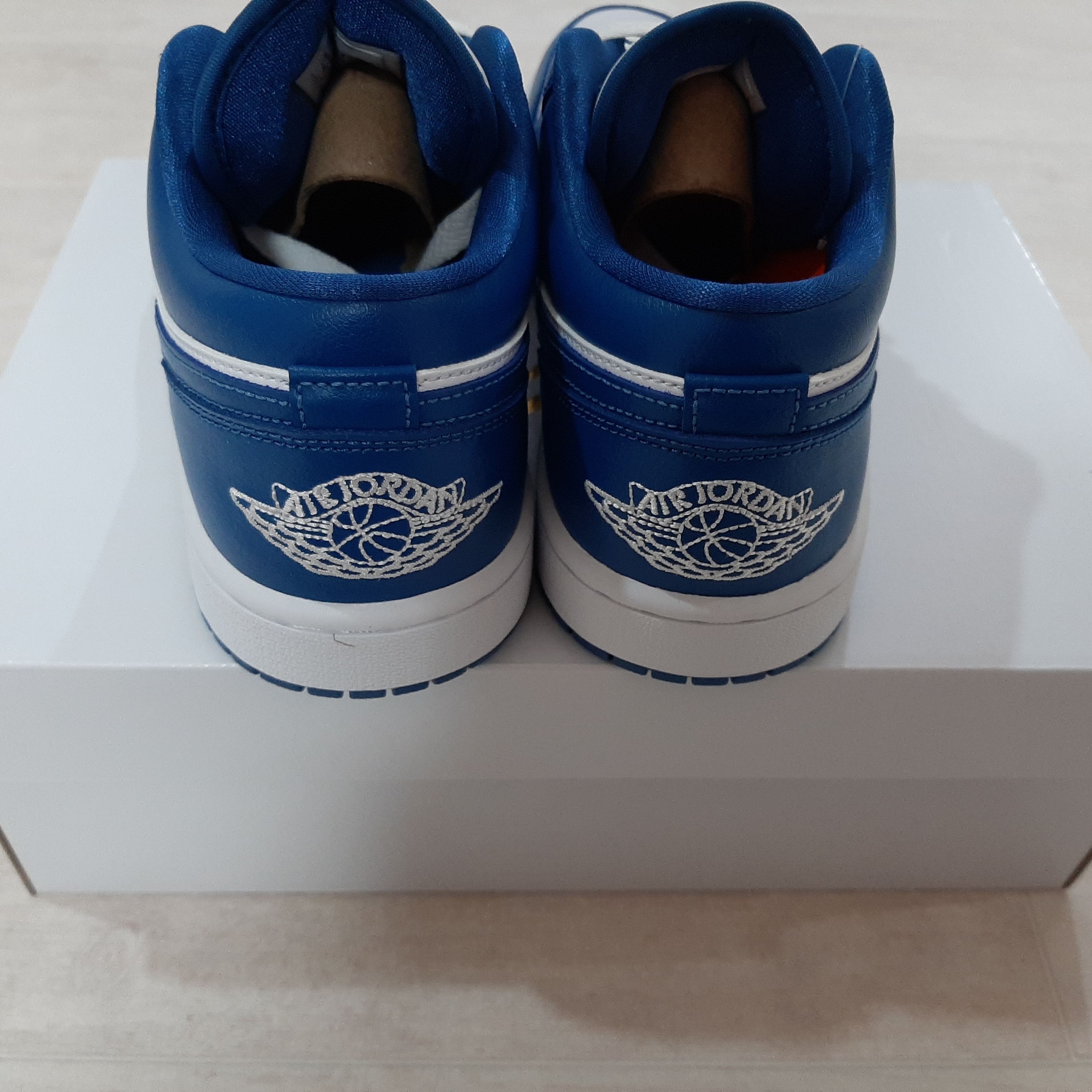 (W) Jordan 1 Low White Dark Marina Blue 착용 스타일 - 3