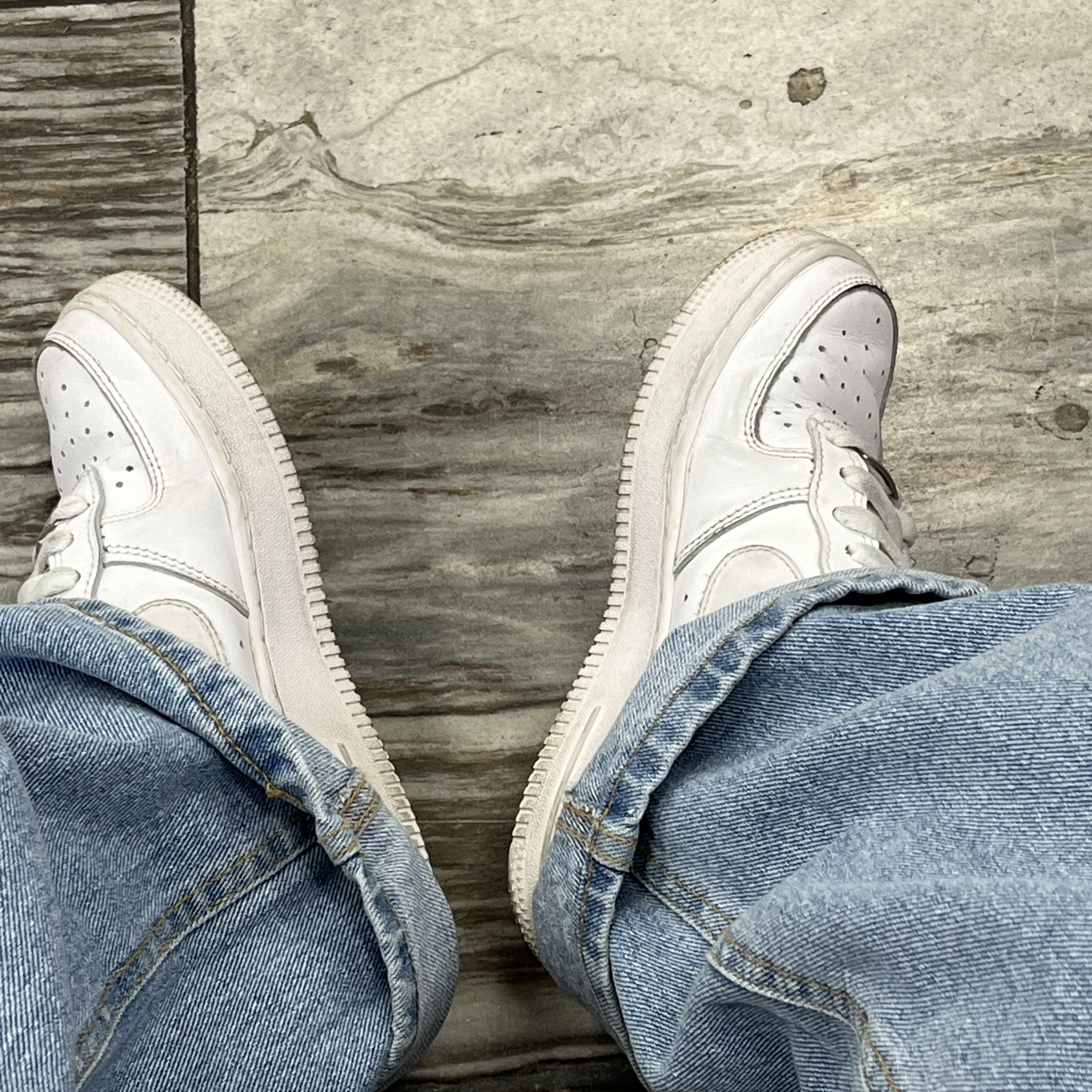 (W) Nike Air Force 1 '07 Low White, Supreme Washed Chino Twill Camp Cap Denim - 21SS 착용 스타일 - 3
