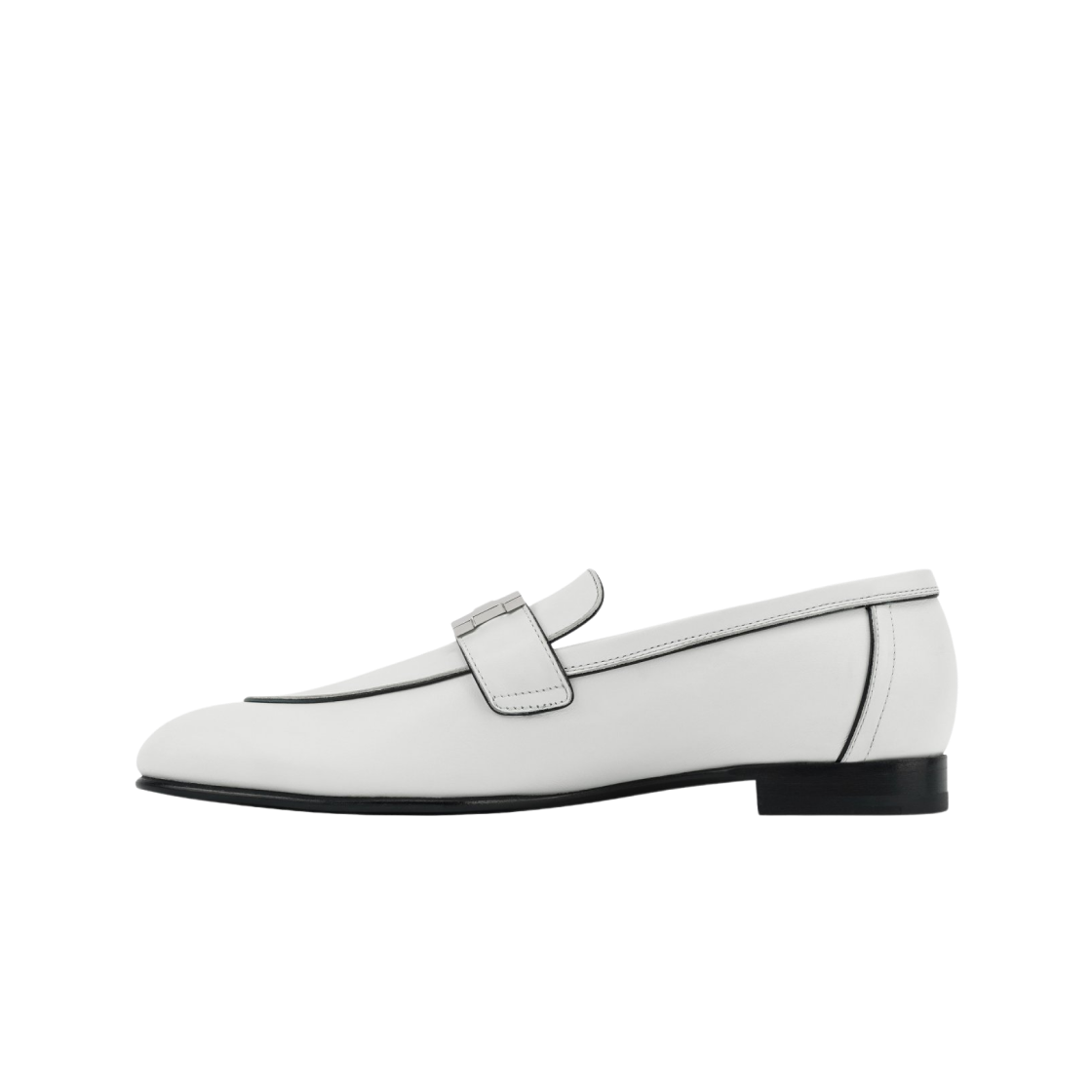 (W) 에르메스 파이핑 파리 로퍼 카프스킨 & 팔라듐 하드웨어 블랑((W) Hermes Piping Paris Loafers Calfskin & Palladium Blanc) - 2