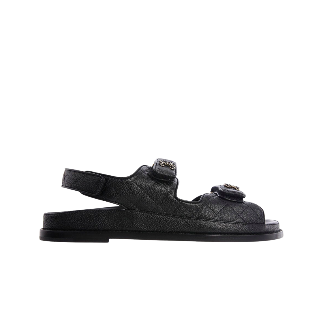 (W) 샤넬 샌들 그레인드 카프스킨 & 블랙((W) Chanel Sandals Grained Calfskin & Black)