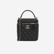 Chanel Small Vanity Case Grained Calfskin & Gold Black