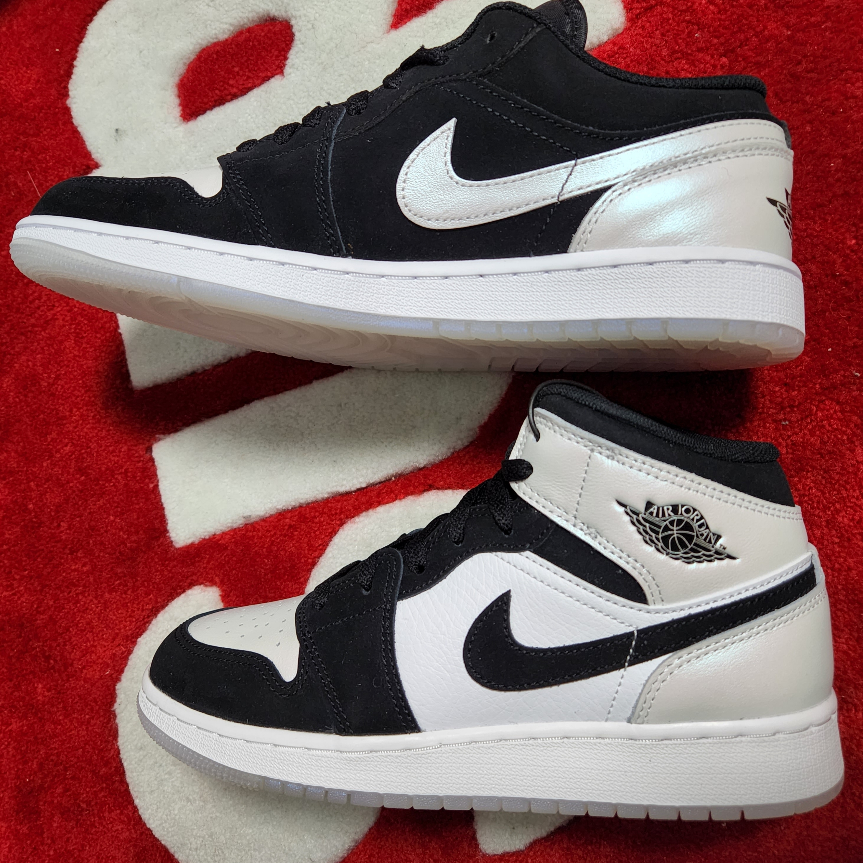 Jordan 1 Low SE Diamond, (GS) Jordan 1 Mid SE Diamond 착용 스타일 - 3