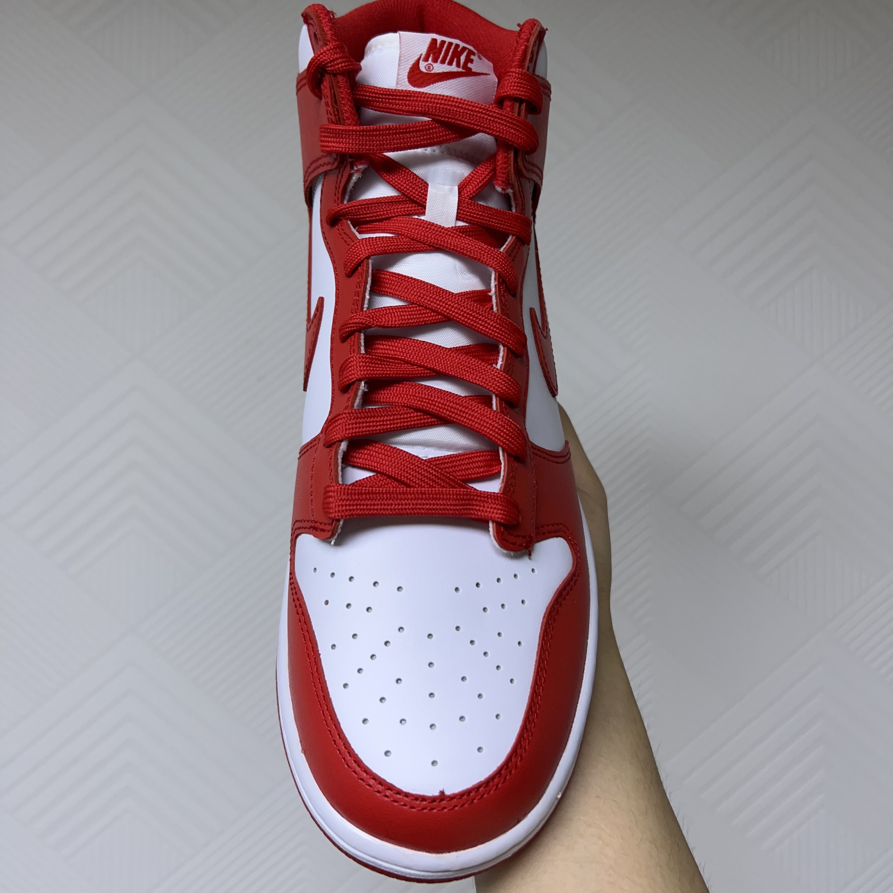 Nike Dunk High Retro Championship White and Red 착용 스타일 - 4
