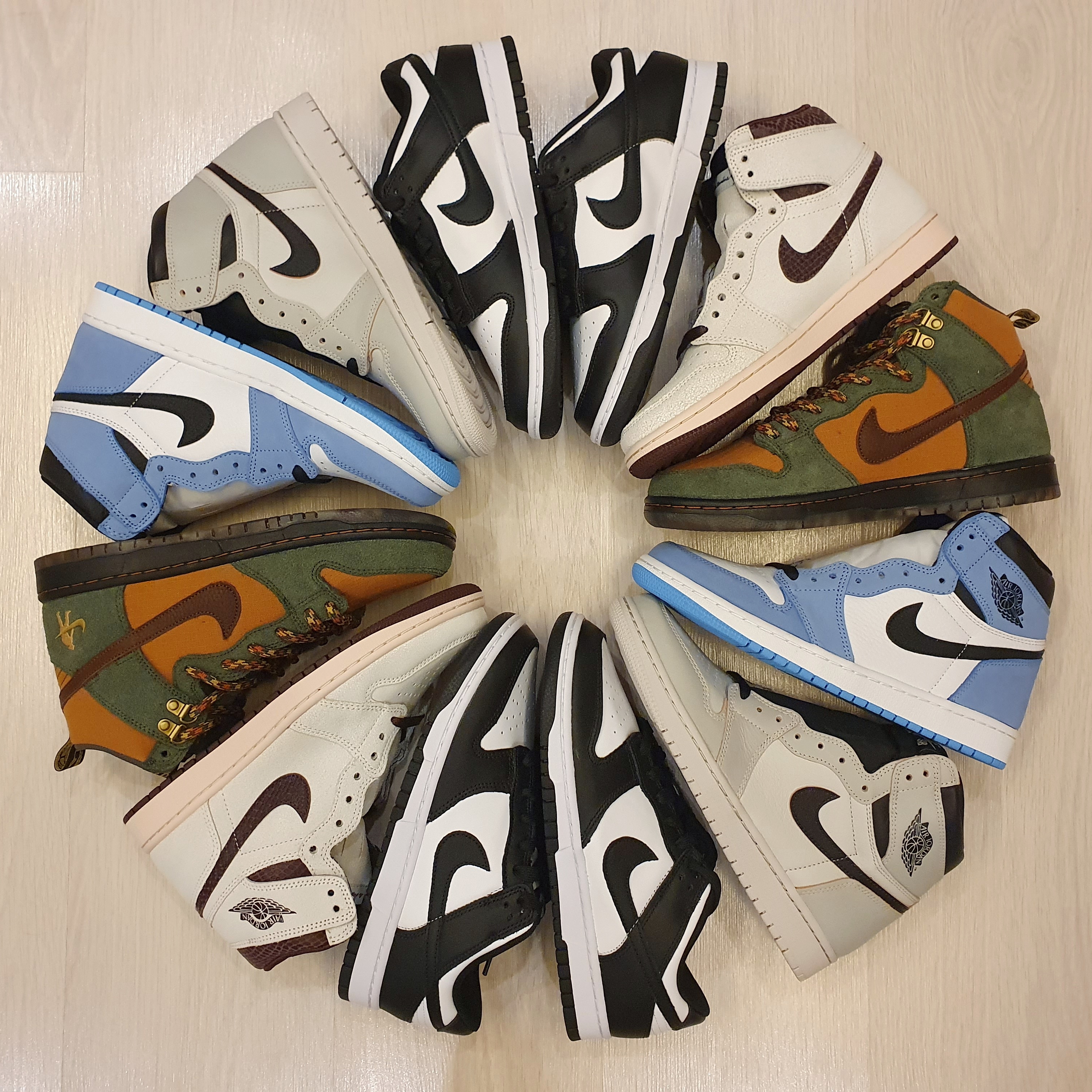 Nike Dunk Low Retro Black, Jordan 1 Retro High OG Defiant SB NYC to Paris 착용 스타일