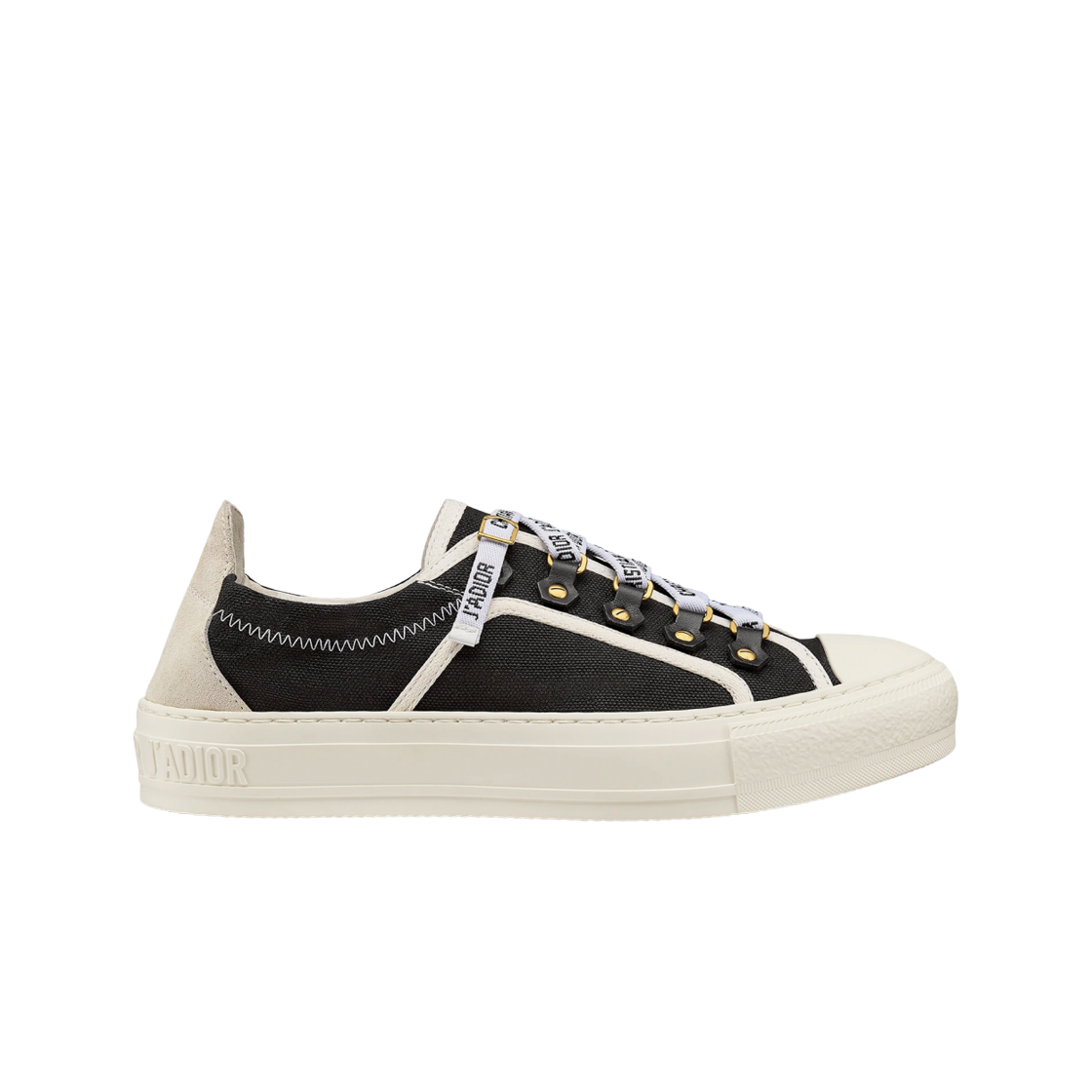 (W) Dior Walk'N'Dior Sneakers Canvas & Suede Calfskin Black White 상세 이미지 1