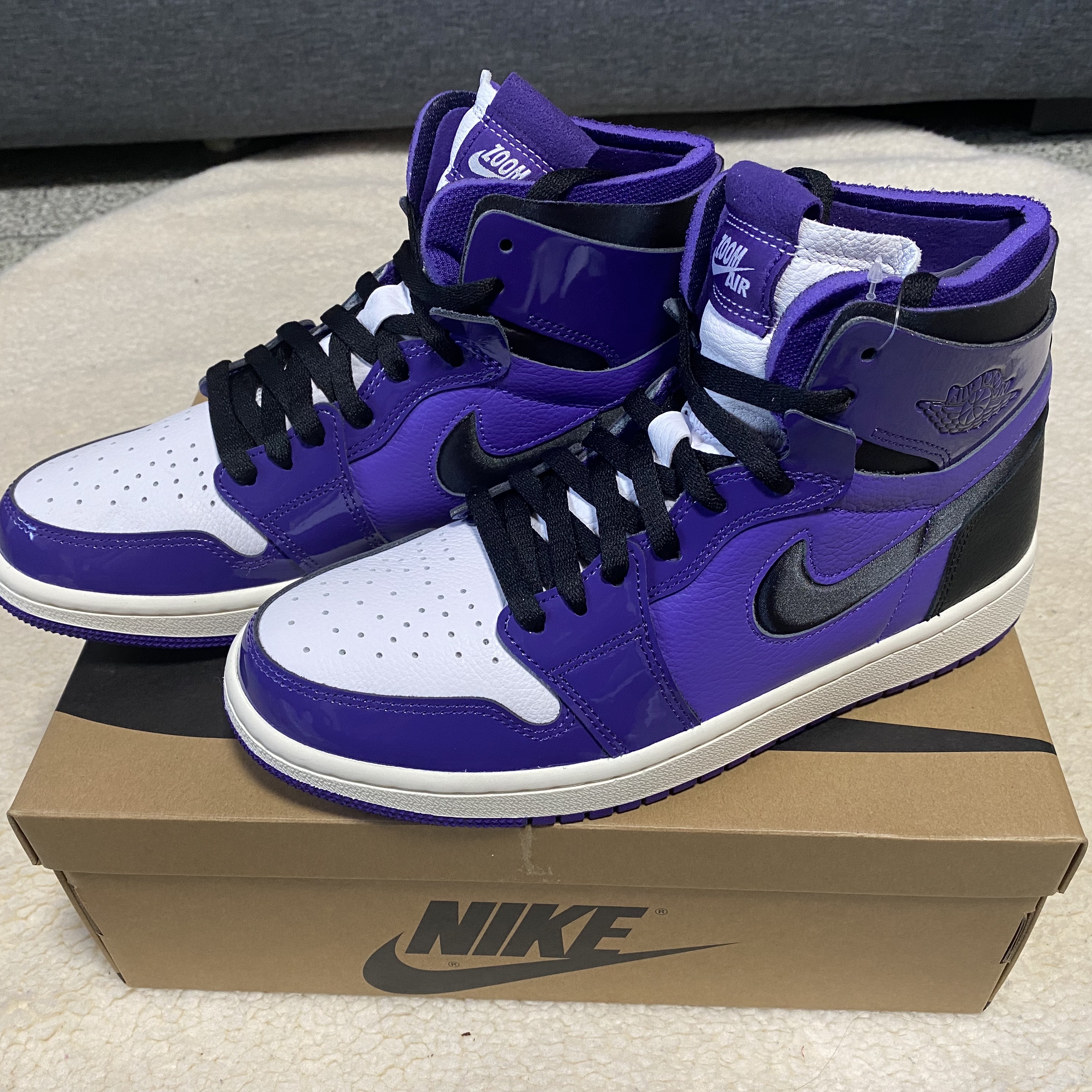 (W) Jordan 1 Zoom Air CMFT Purple Black 착용 스타일 - 1