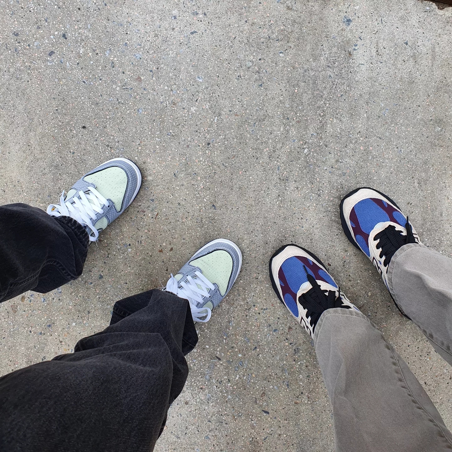 (W) New Balance x Aime Leon Dore 993 Made in USA Taupe, Nike x Union Dunk Low Passport Pack Pistachio 착용 스타일