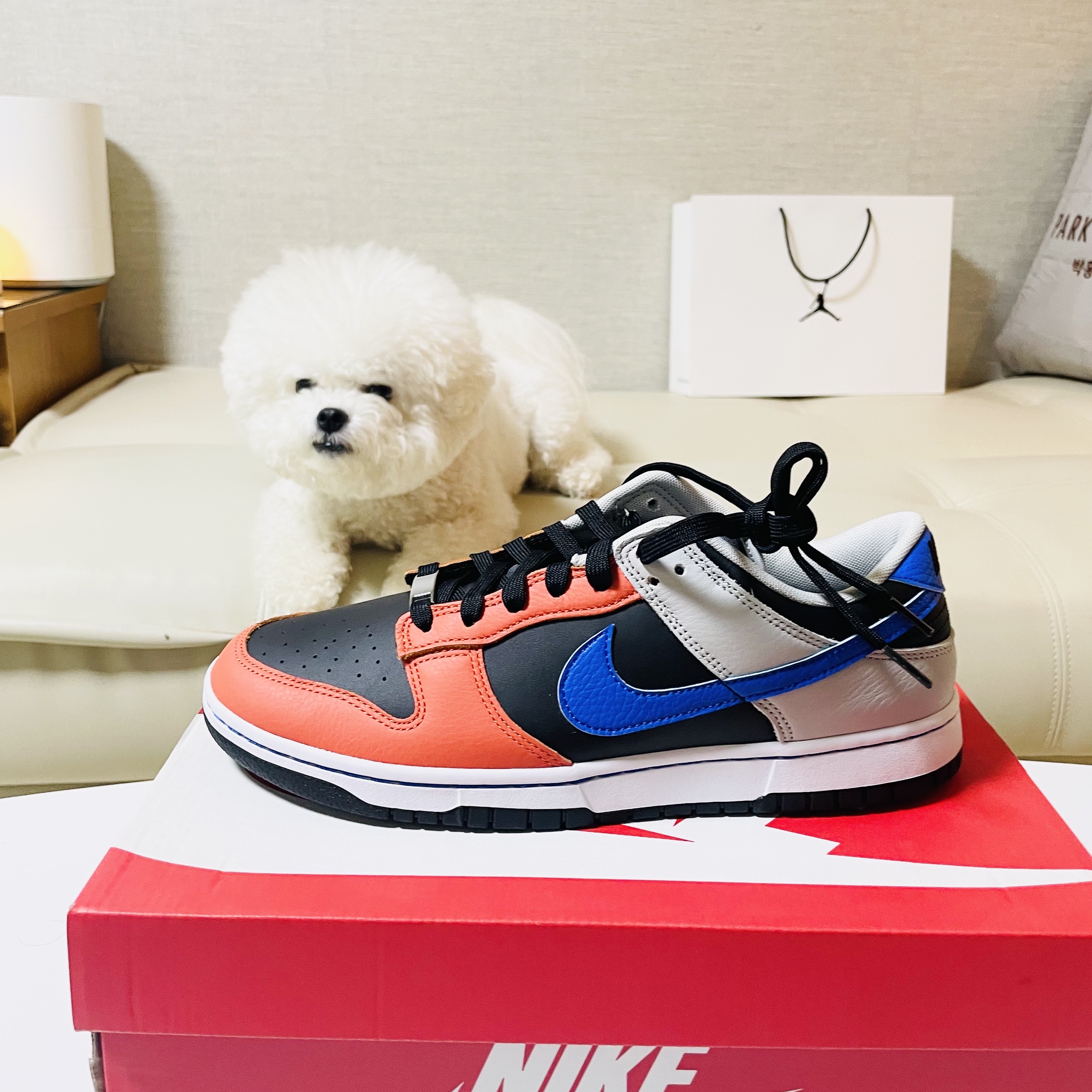 Nike x NBA Dunk Low Retro EMB Racer Blue and Orange 착용 스타일