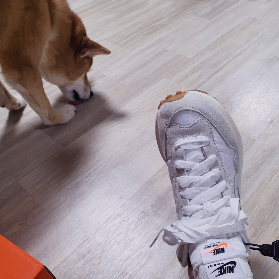 Nike x Sacai VaporWaffle White and Gum 착용 스타일 - 3