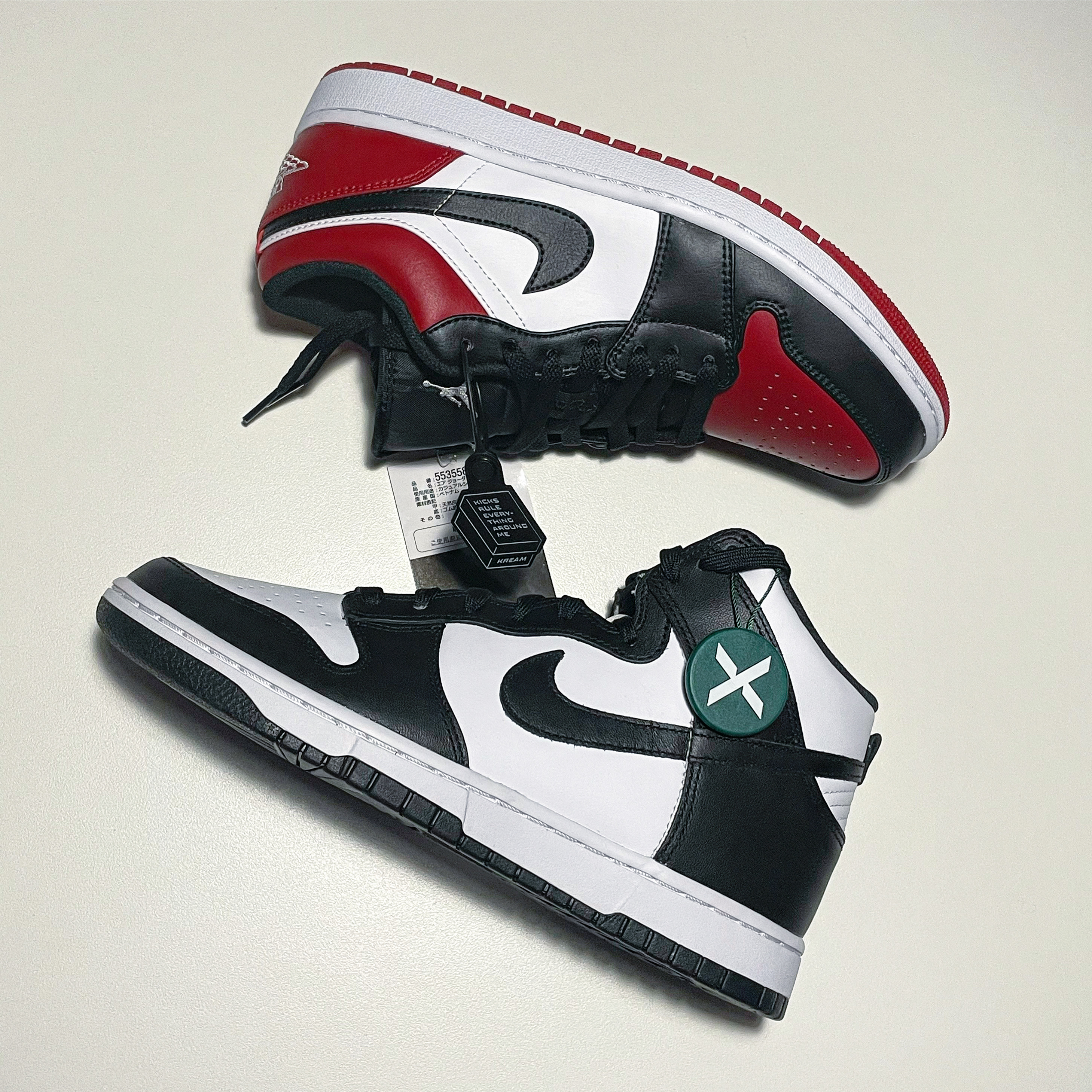 Jordan 1 Low Bred Toe, Nike Dunk High Retro Championship White 착용 스타일
