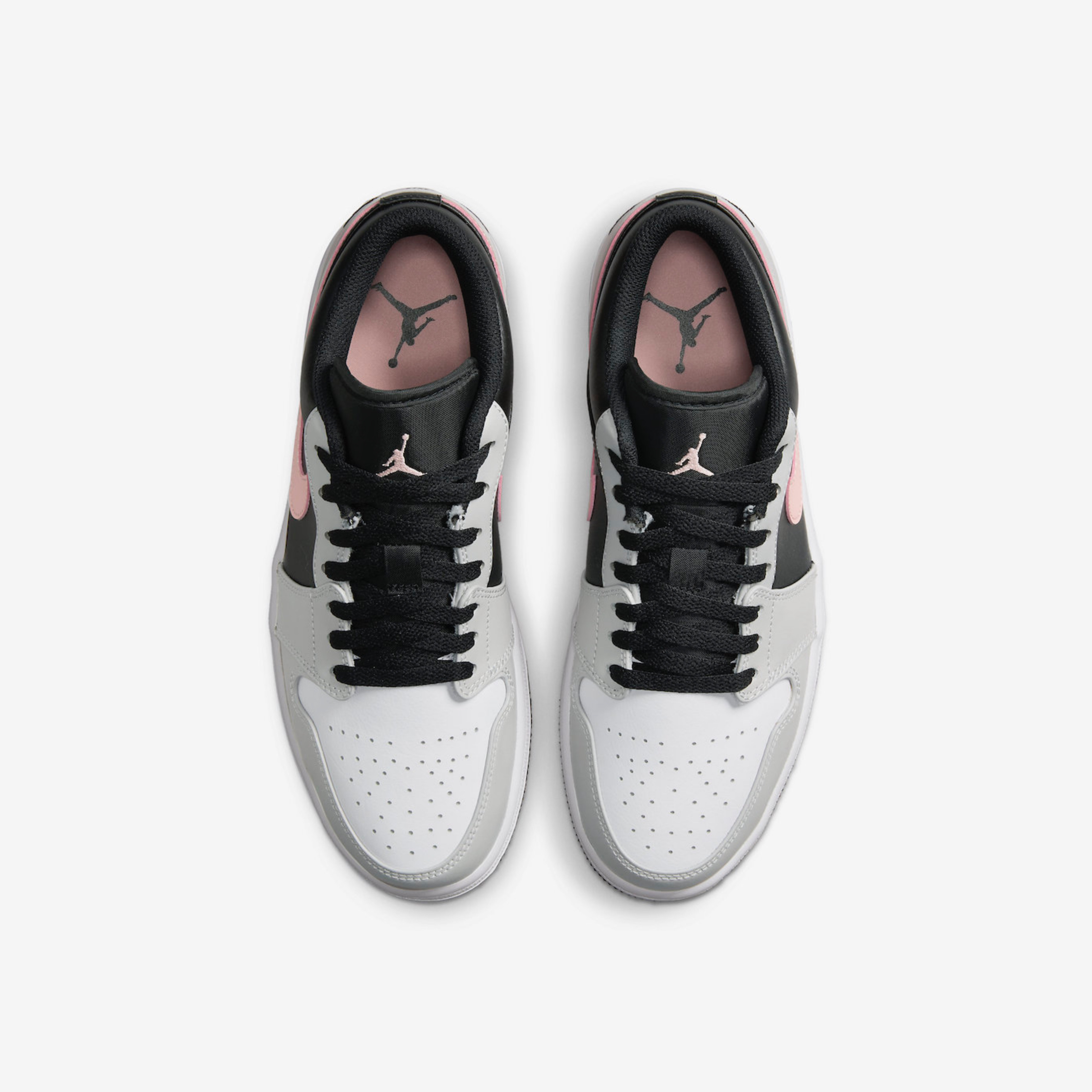Jordan 1 Low Grey Fog Black Bleached Coral, (GS) Jordan 1 Low Black Grey Pink 착용 스타일 - 4