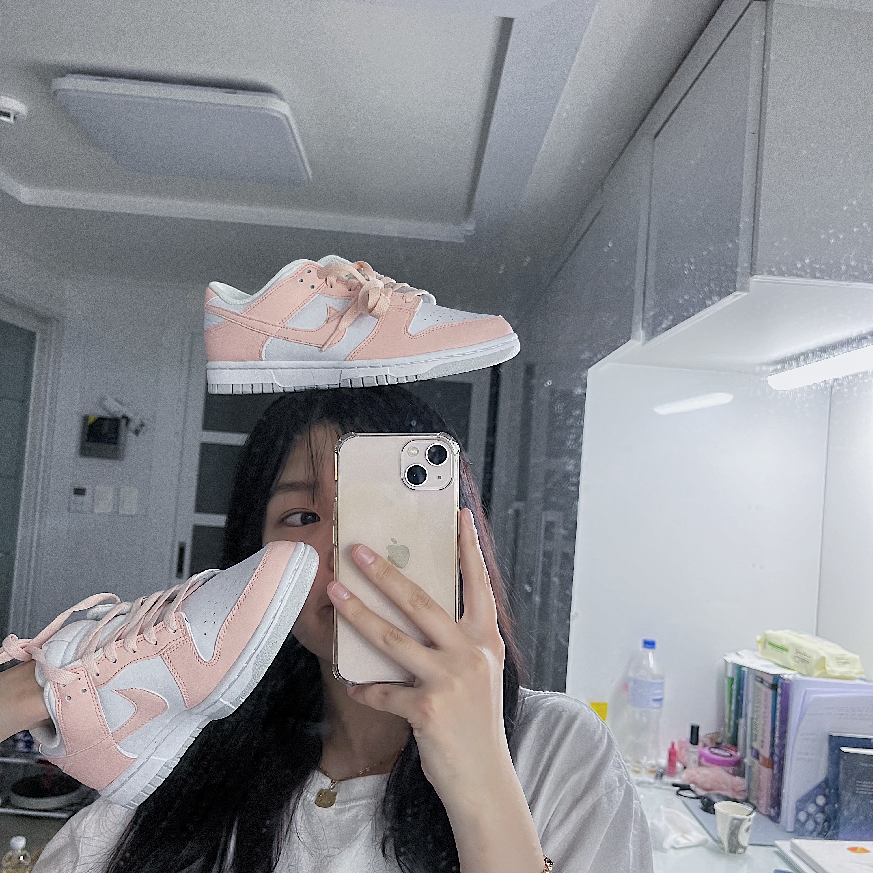 (W) Nike Dunk Low Next Nature Pale Coral 착용 스타일 - 1