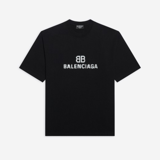 (W) 발렌시아가 BB 픽셀 미디움 핏 티셔츠 블랙