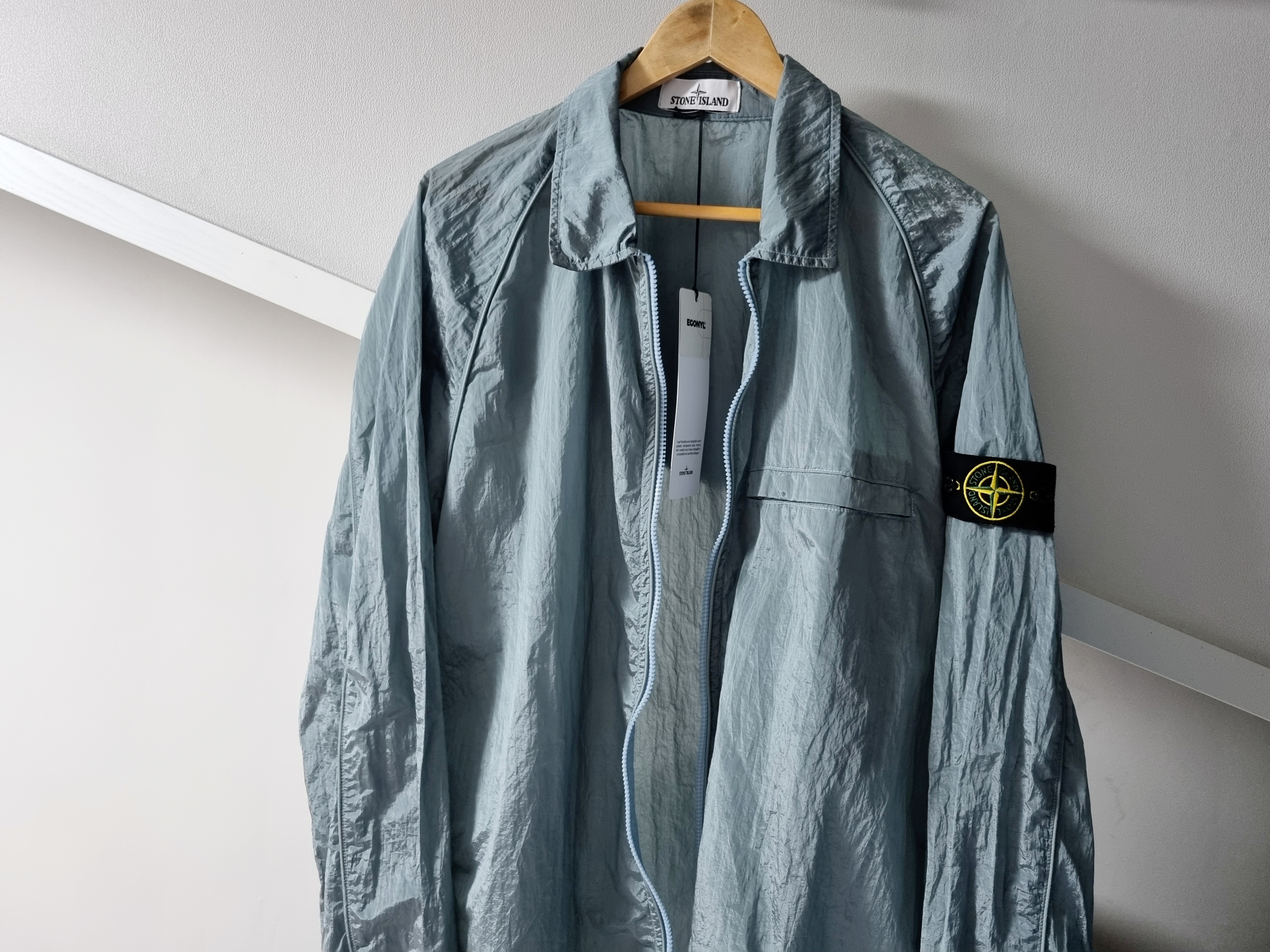 Stone Island 12321 Nylon Metal Garment Dyed Packable Overshirt Aqua - 22SS 착용 스타일 - 2