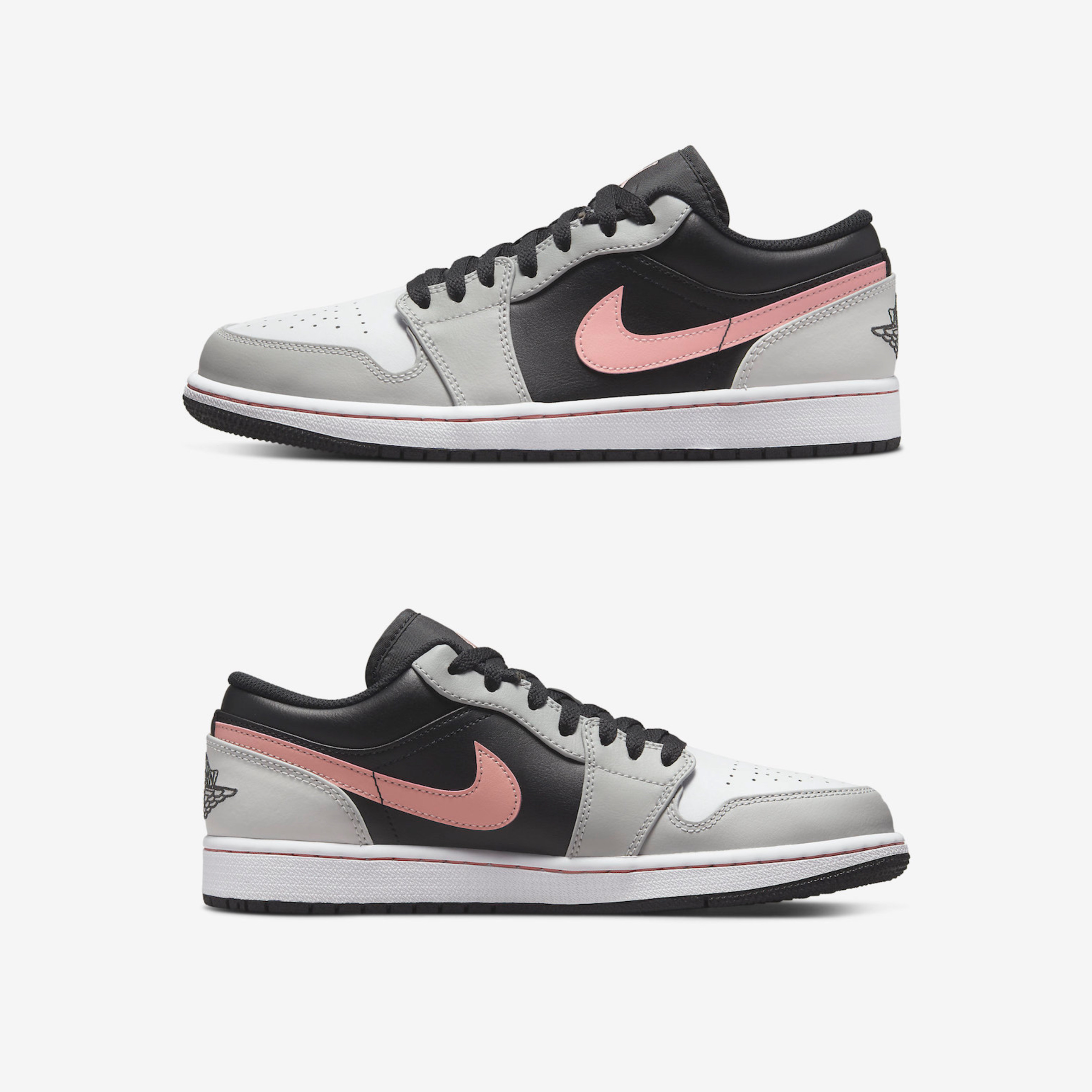 Jordan 1 Low Grey Fog Black Bleached Coral, (GS) Jordan 1 Low Black Grey Pink 착용 스타일 - 3