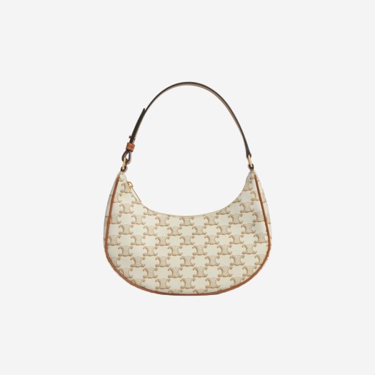 Celine Ava Bag in Triomphe Canvas and Calfskin White