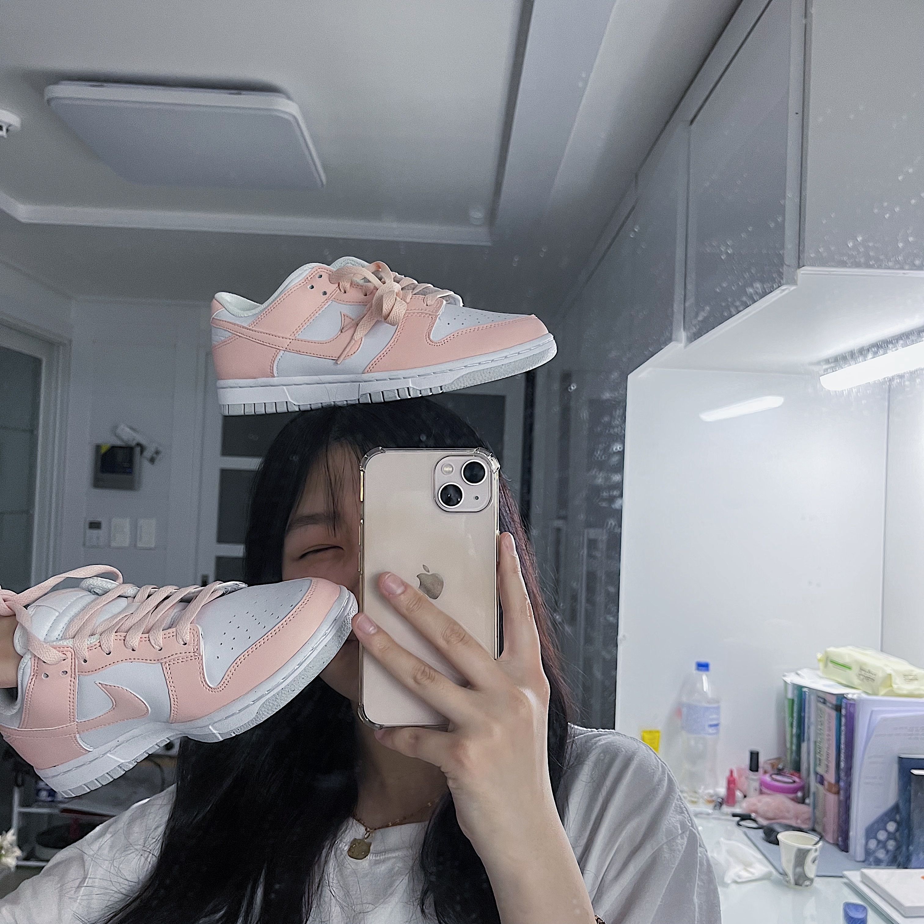 (W) Nike Dunk Low Next Nature Pale Coral 착용 스타일 - 2