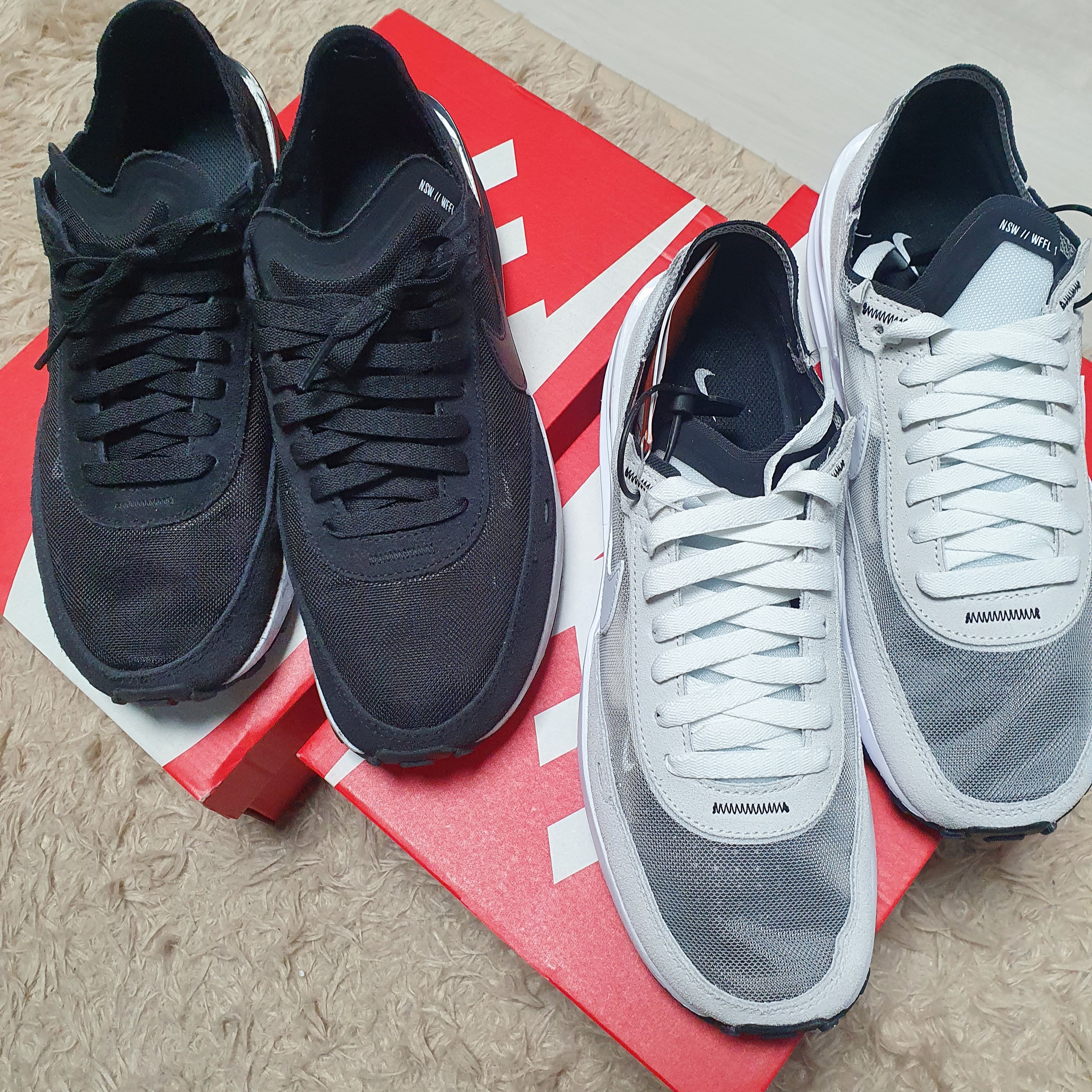 Nike Waffle One Infinite Lilac, Nike Waffle One Black White 착용 스타일