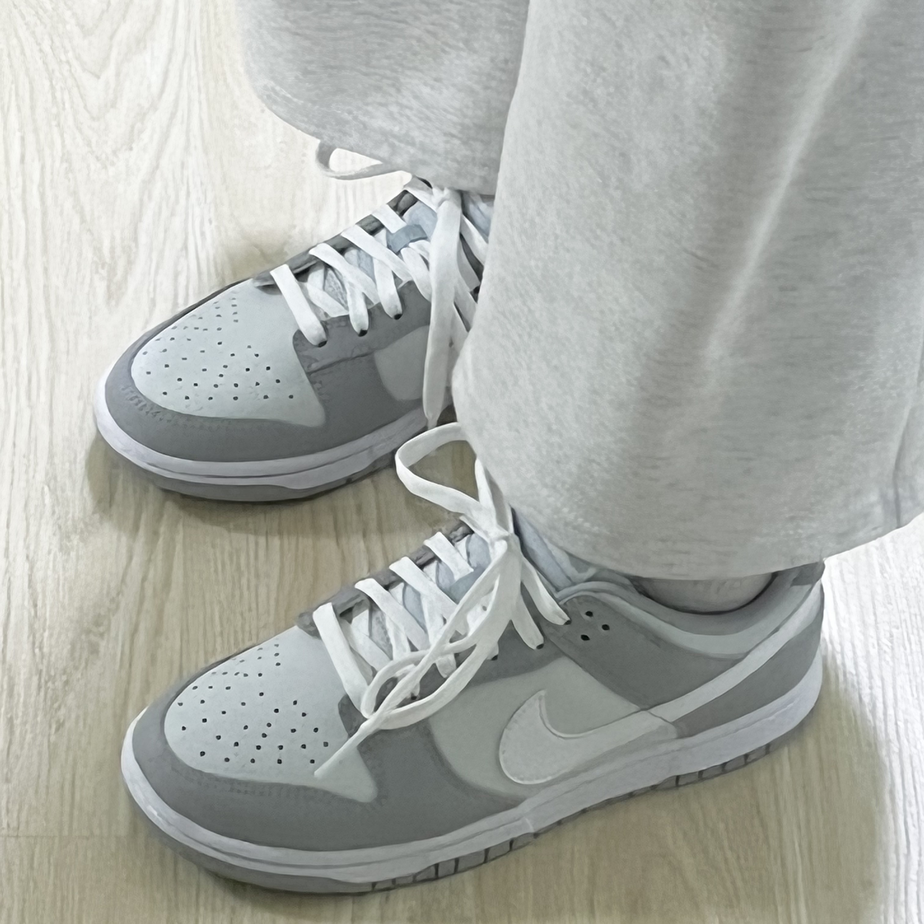 Nike Dunk Low Retro Wolf Grey 착용 스타일 - 2
