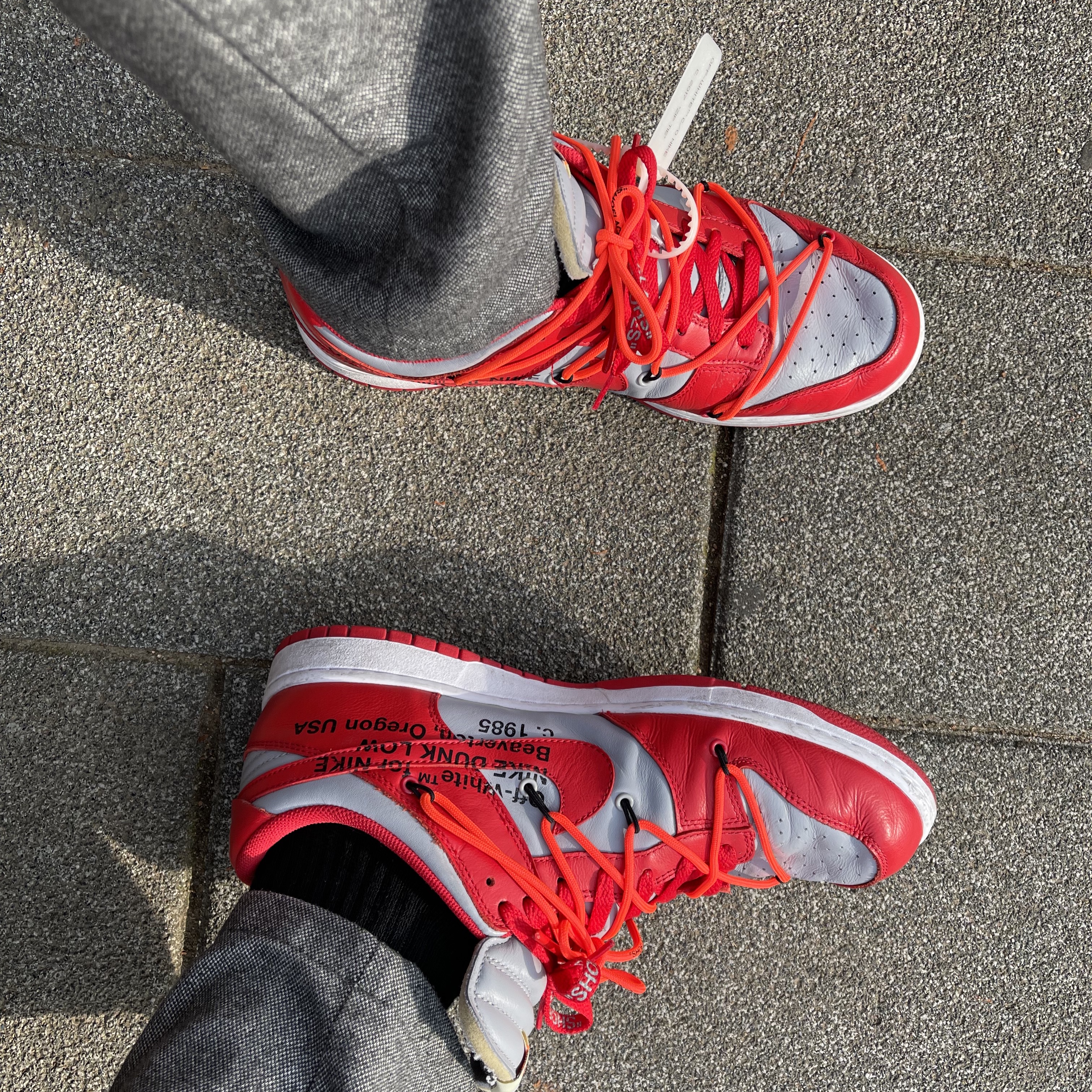 Nike x Off-White Dunk Low University Red 착용 스타일 - 3