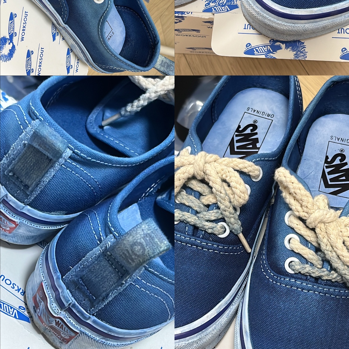 Vans Vault x Worksout OG Authentic LX Indigo, Uniqlo U Drawstring Shoulder Bag Black 착용 스타일 - 3