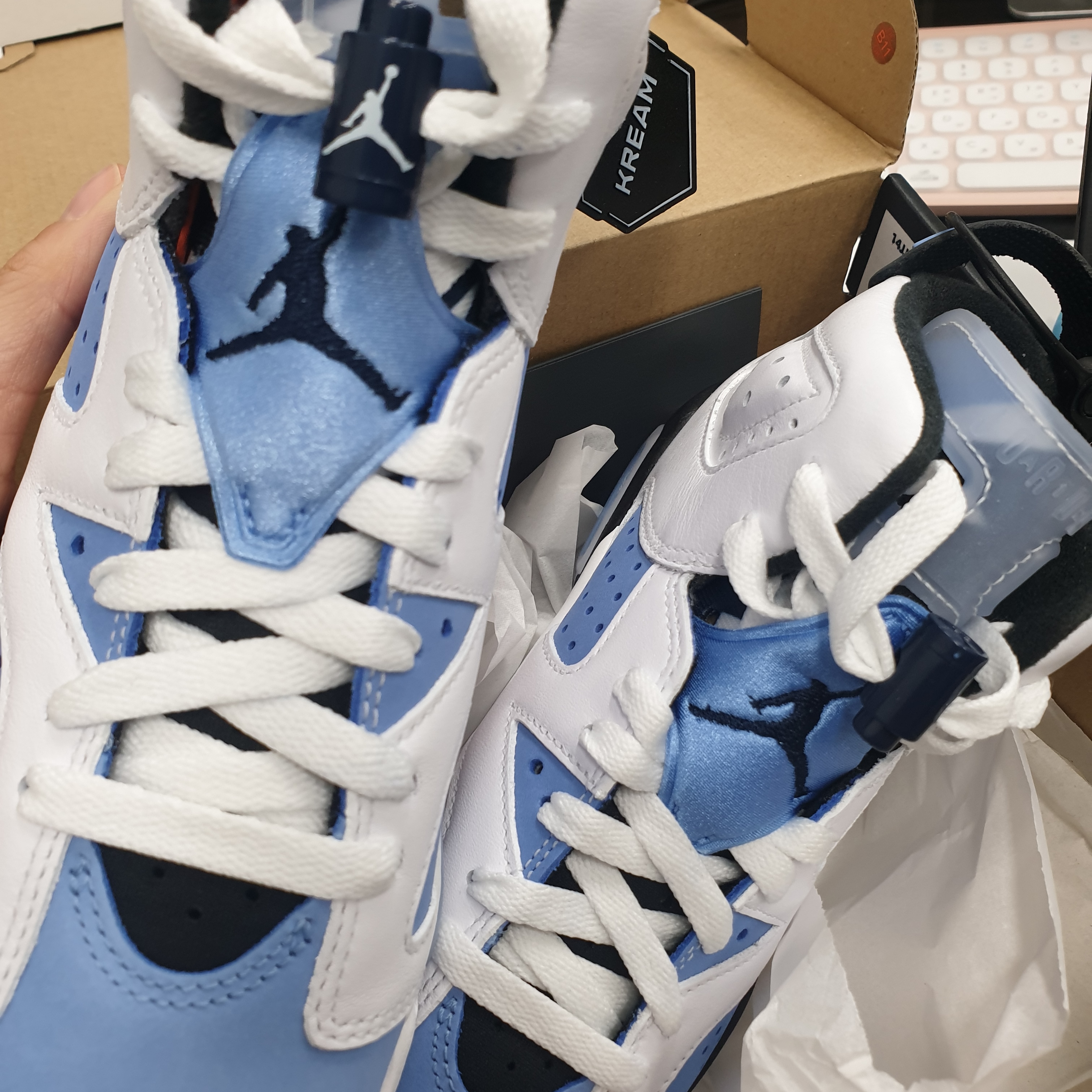 Jordan 6 Retro University Blue, (GS) Jordan 6 Retro University Blue 착용 스타일 - 4