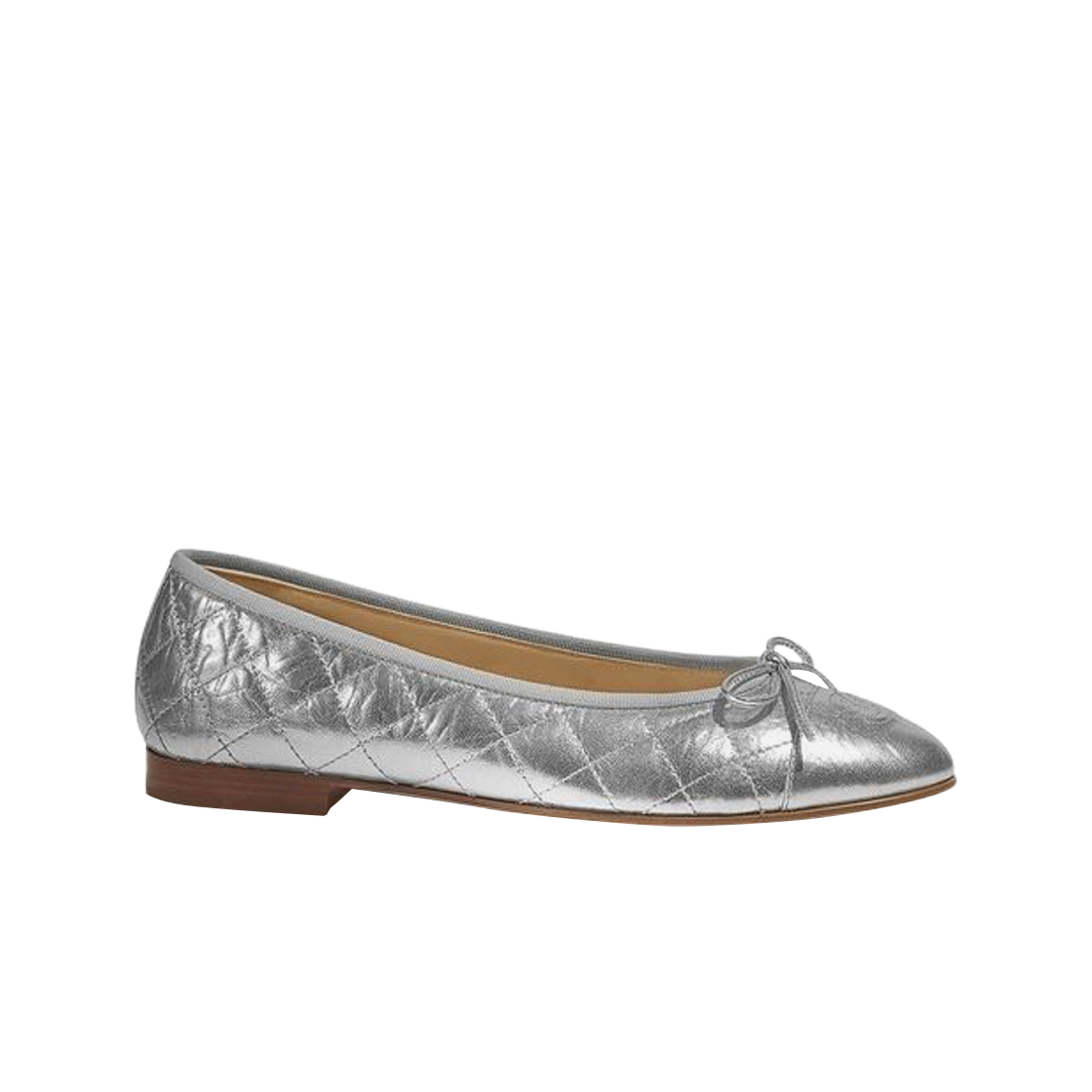 (W) Chanel Ballerina Flat Laminated Labmskin & Silver 상세 이미지 1