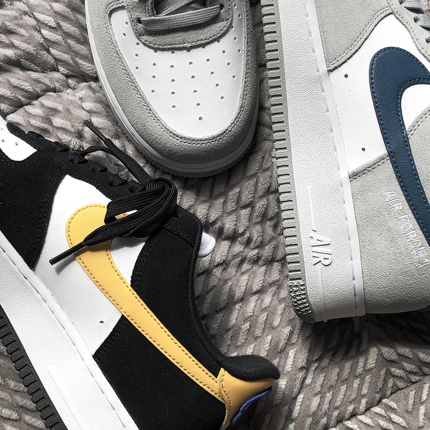 Nike Air Force 1 '07 LV8 Athletic Club Light Smoke Grey Marina, Nike Air Force 1 '07 LV8 Athletic Club Black Dark Sulfur 착용 스타일 - 3
