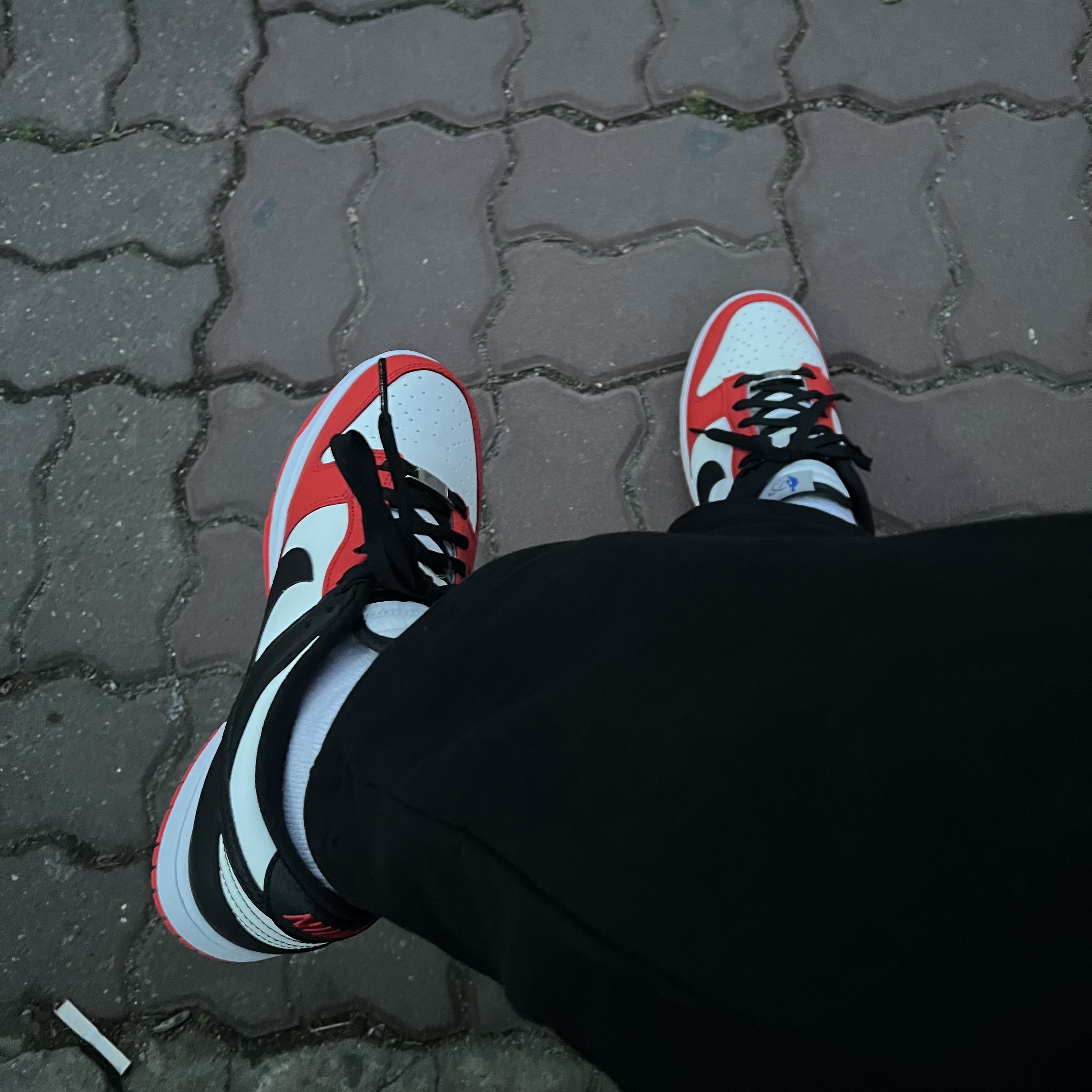 Nike x NBA Dunk Low Retro EMB Black and Chile Red 착용 스타일 - 2