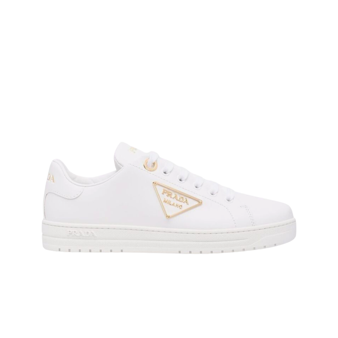 (W) Prada Soft Leather Sneakers White Gold 상세 이미지 1