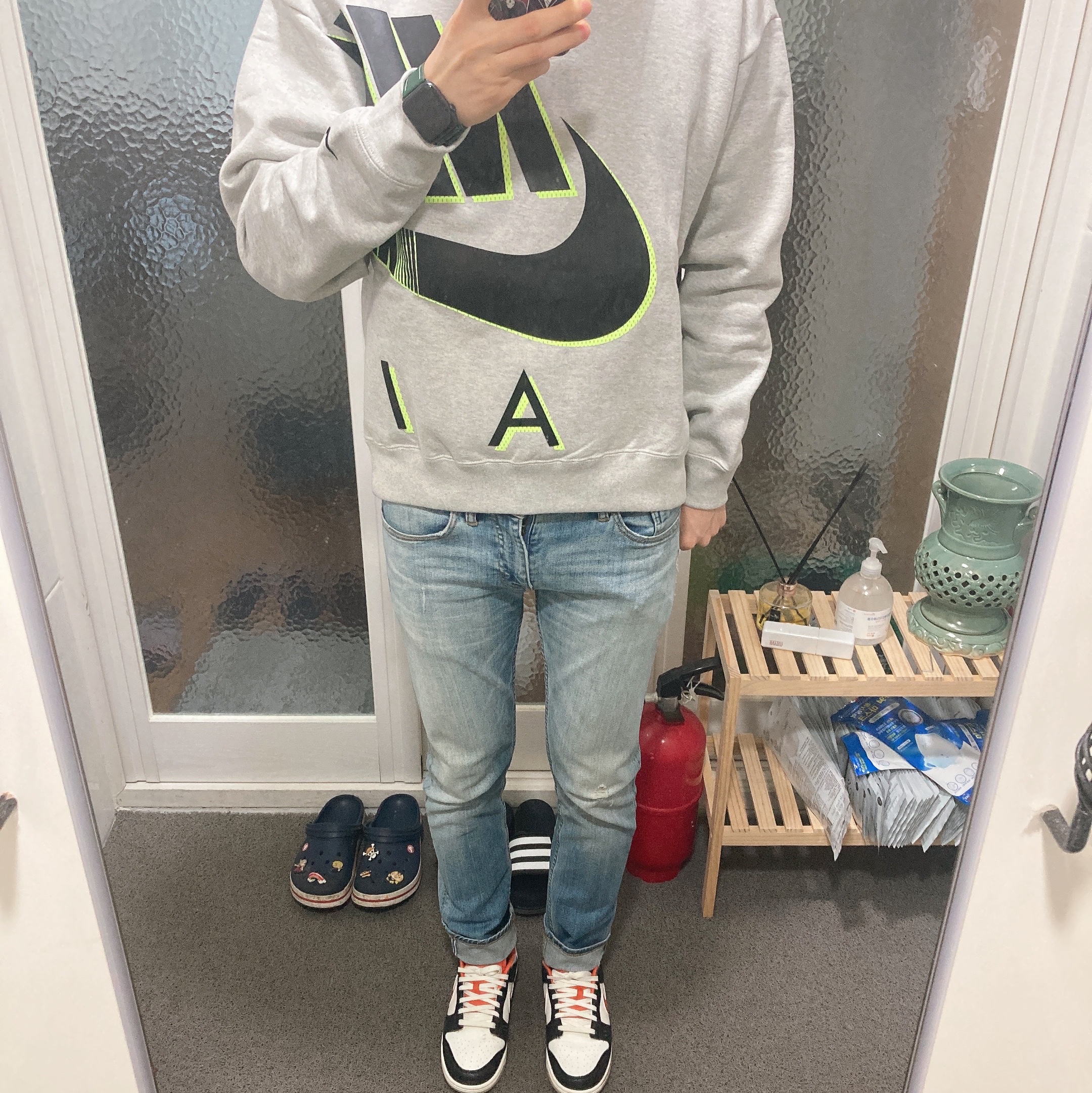 Nike x Kim Jones Fleece Crew Grey Heather - US/EU, Nike Dunk Low Retro PRM Halloween 착용 스타일