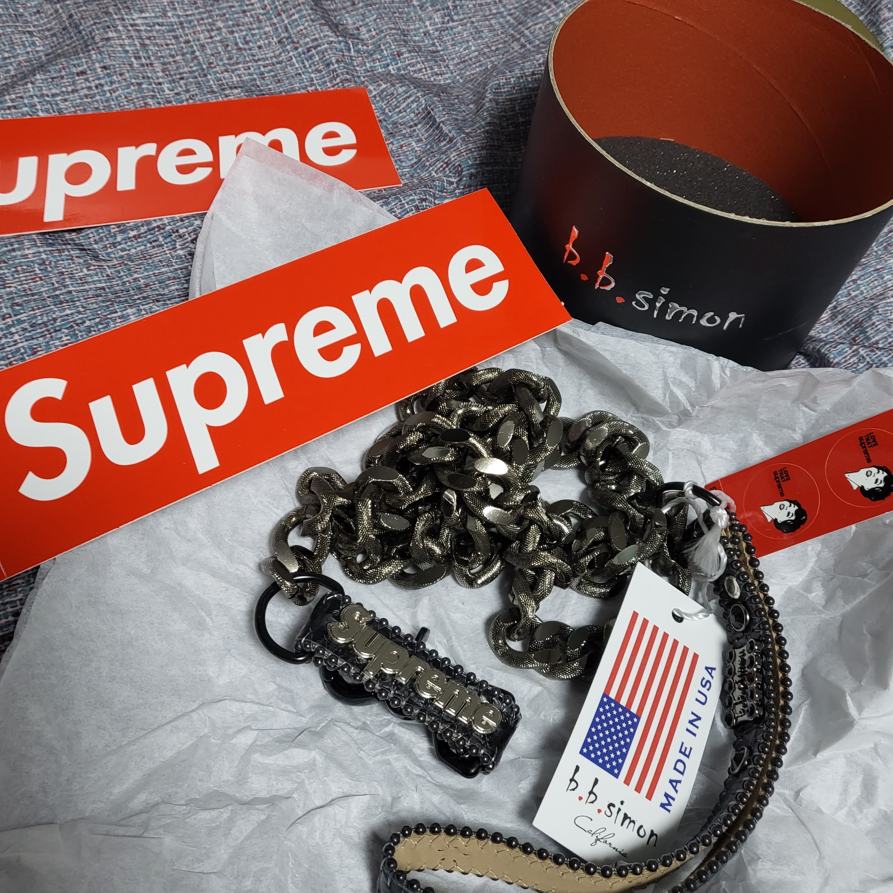 Supreme x B.B. Simon Studded Dog Leash Black - 22SS 착용 스타일