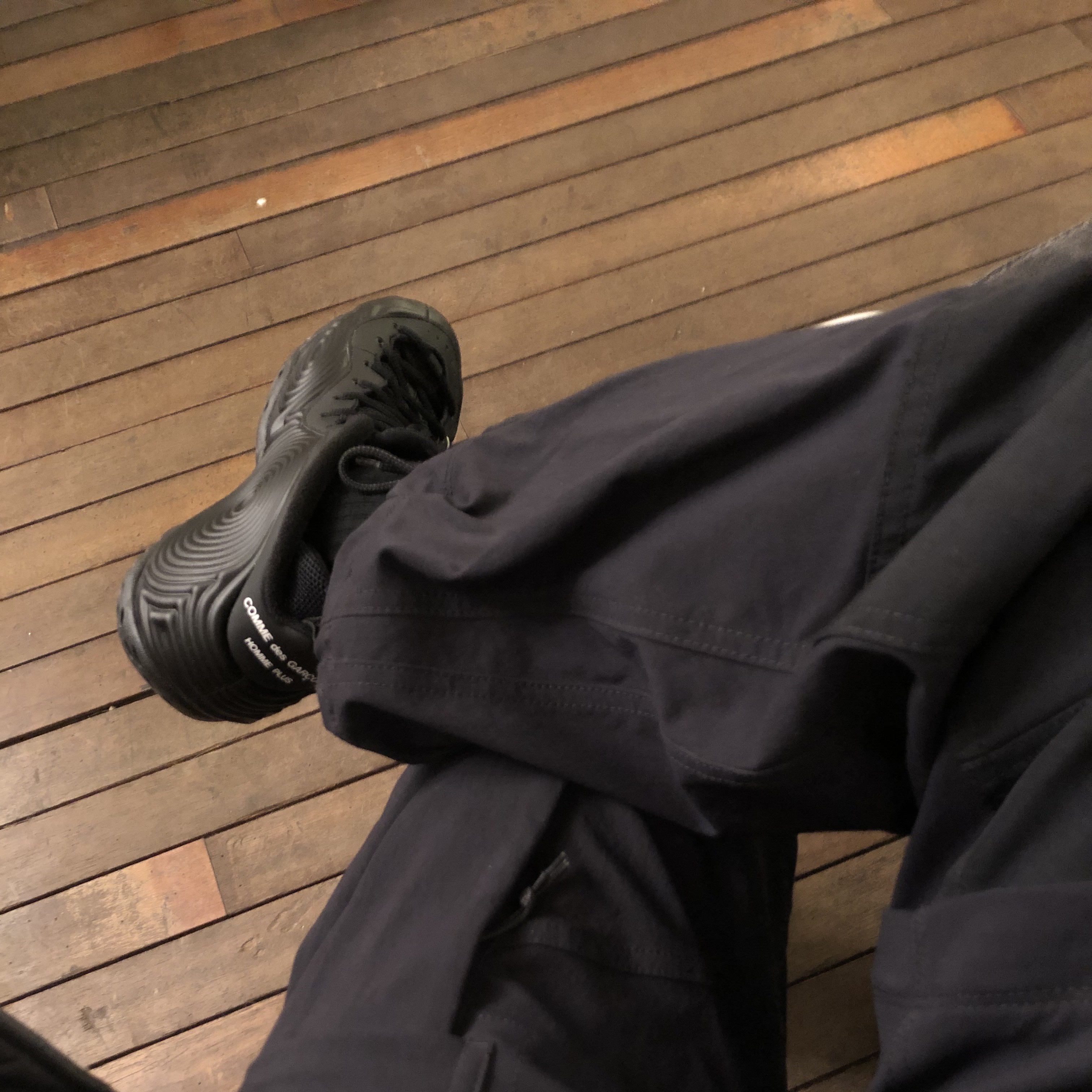 Nike x Comme des Garcons Homme Plus Air Foamposite One Black 착용 스타일