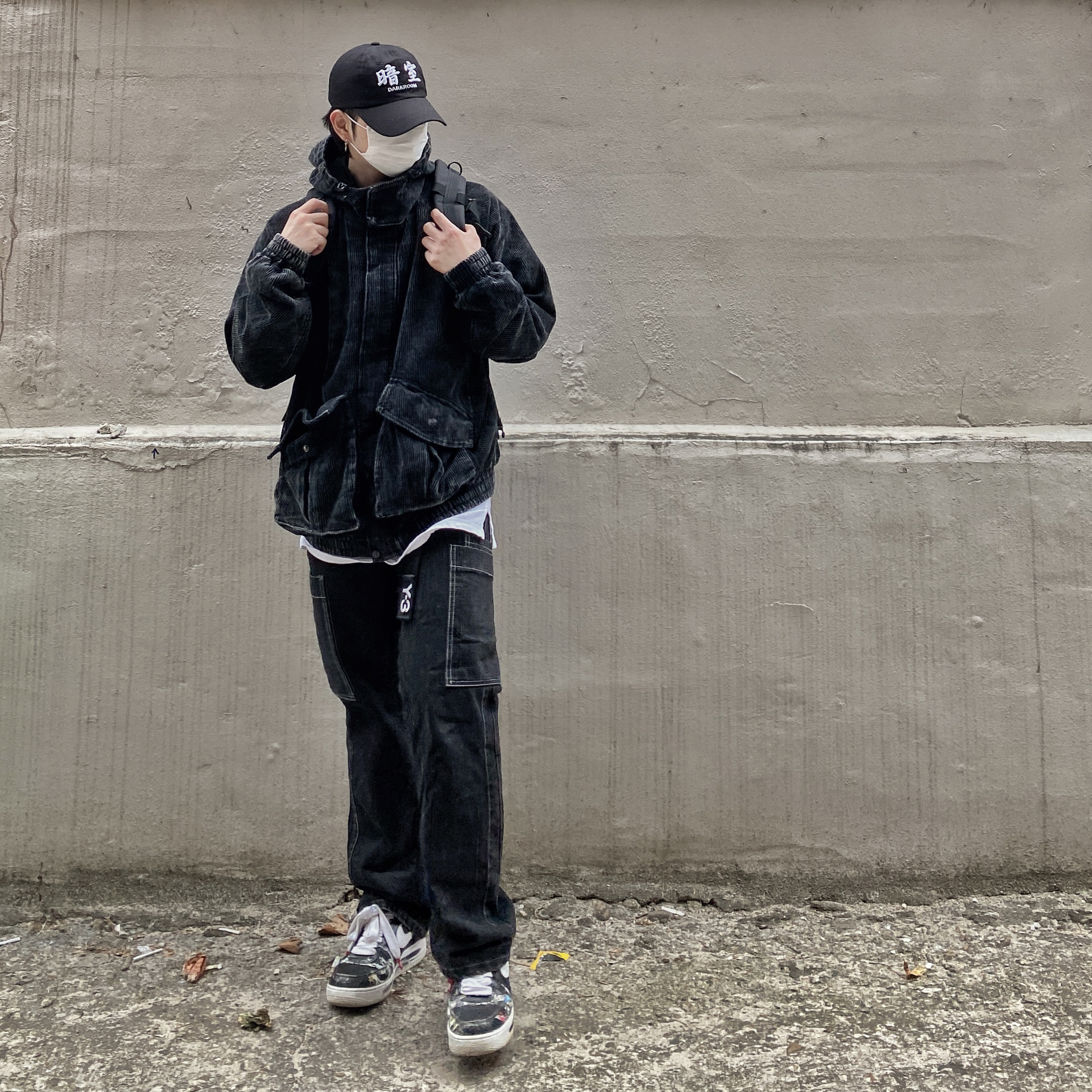 Darkr8m Studio White Logo Cap, Nike x Peaceminusone Air Force 1 Low Para-Noise 착용 스타일