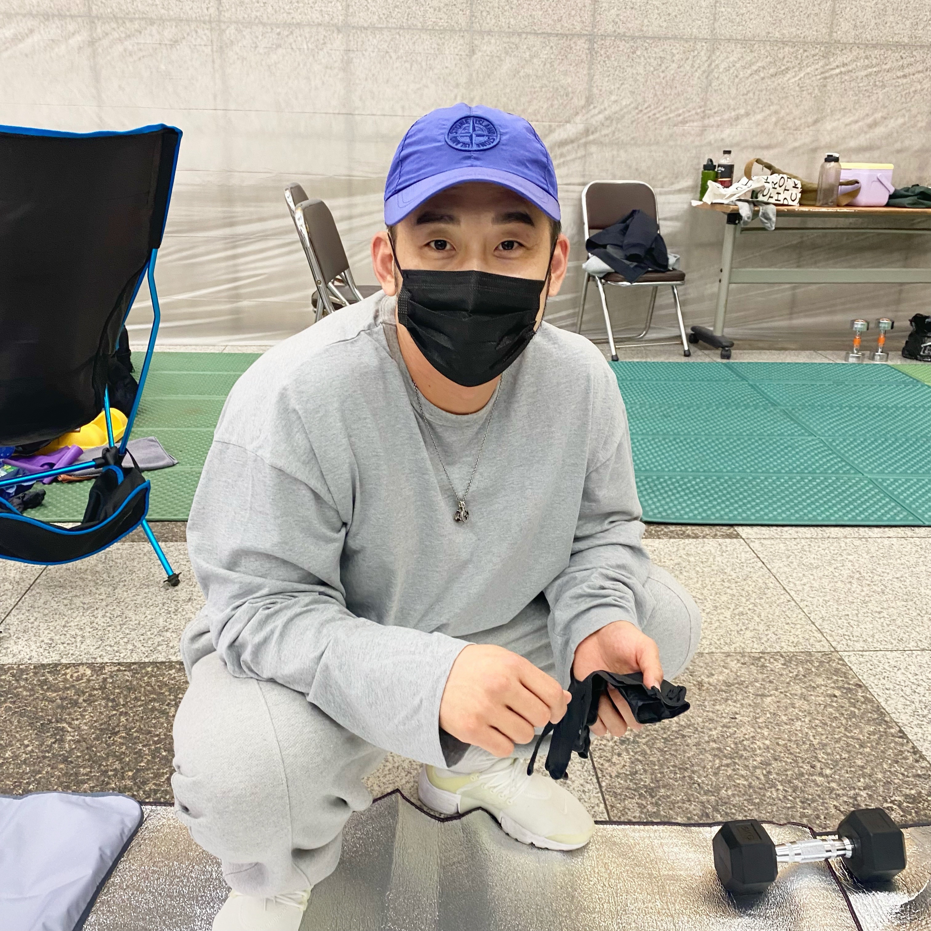 Stone Island 99576 Nylon Metal 6-Panel Cap Periwinkle - 21FW 착용 스타일 - 2