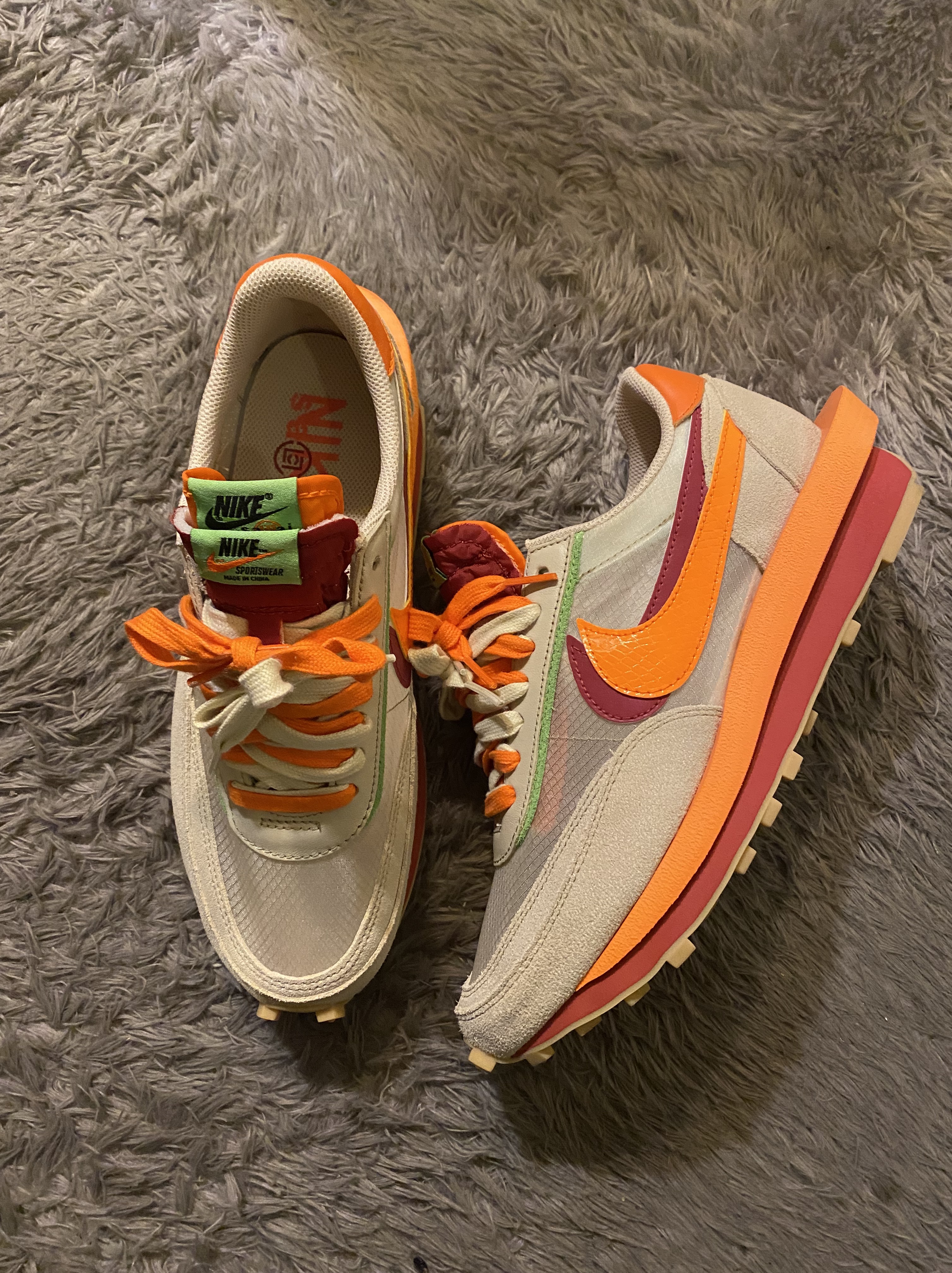 Nike x Sacai x Clot LDWaffle Orange Blaze 착용 스타일