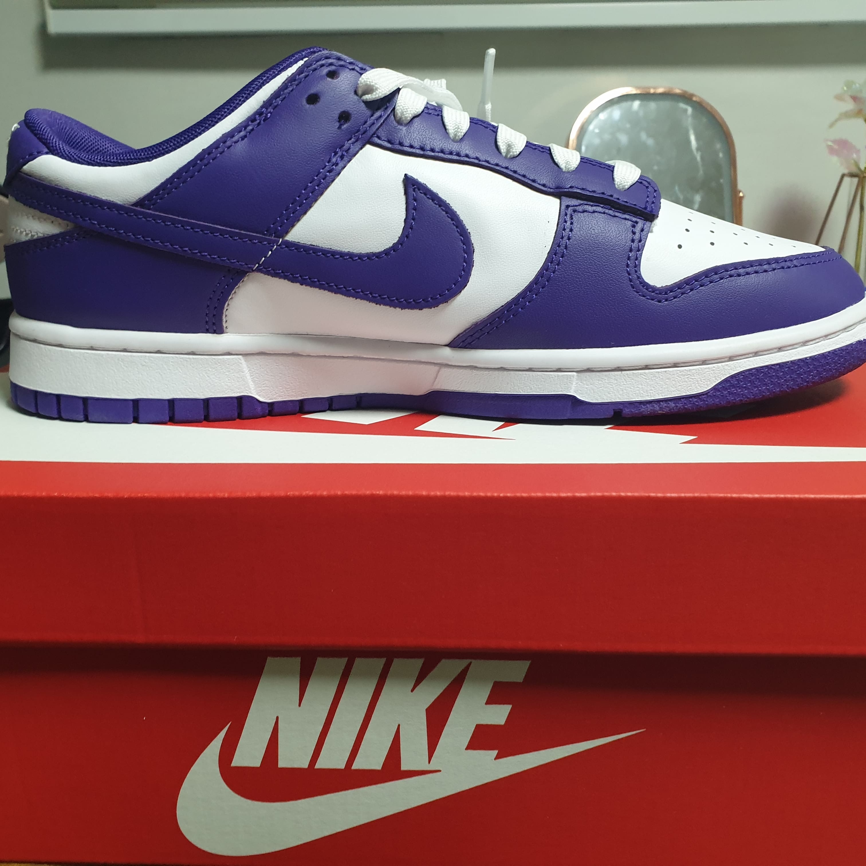 Nike x NBA Dunk Low Retro EMB Racer Blue and Orange, Nike Dunk Low Retro Championship Court Purple 착용 스타일 - 2