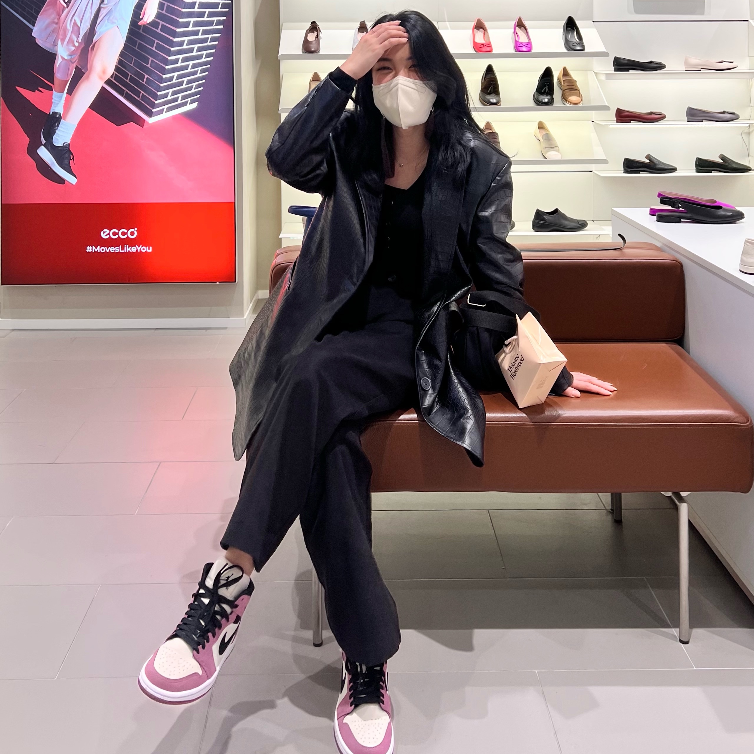 (W) Jordan 1 Mid SE Light Mulberry 착용 스타일 - 2