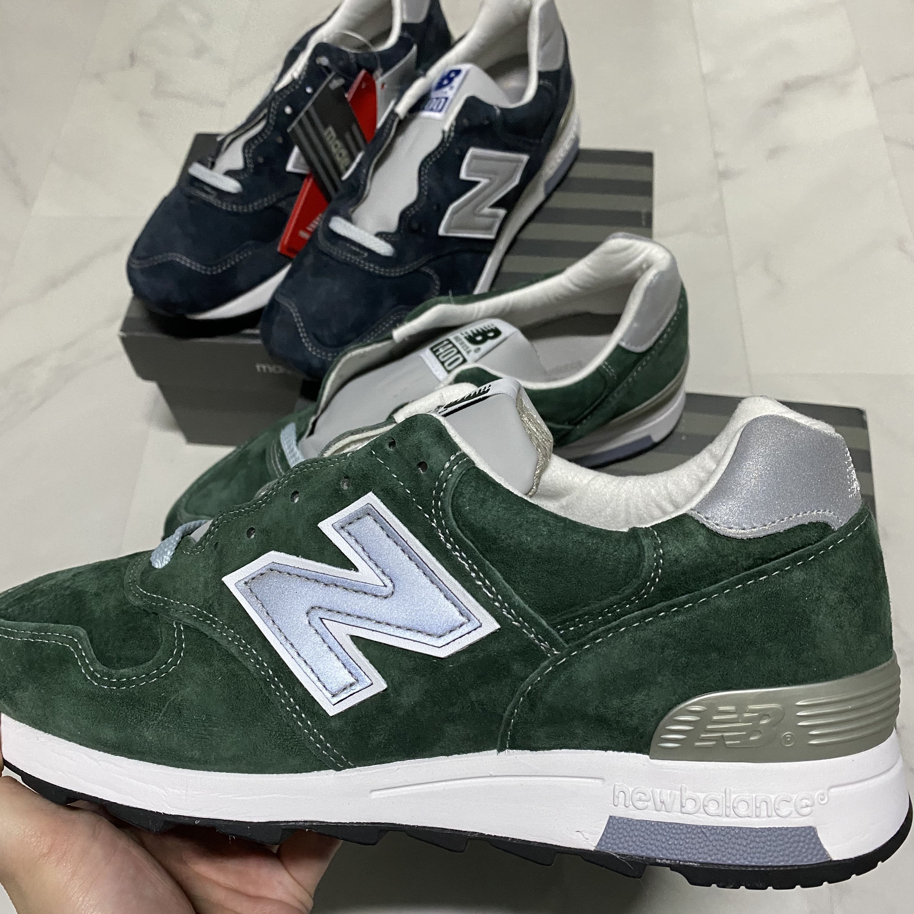 New Balance 1400 Made in USA Navy, New Balance 1400 Made in USA Mountain Green 착용 스타일
