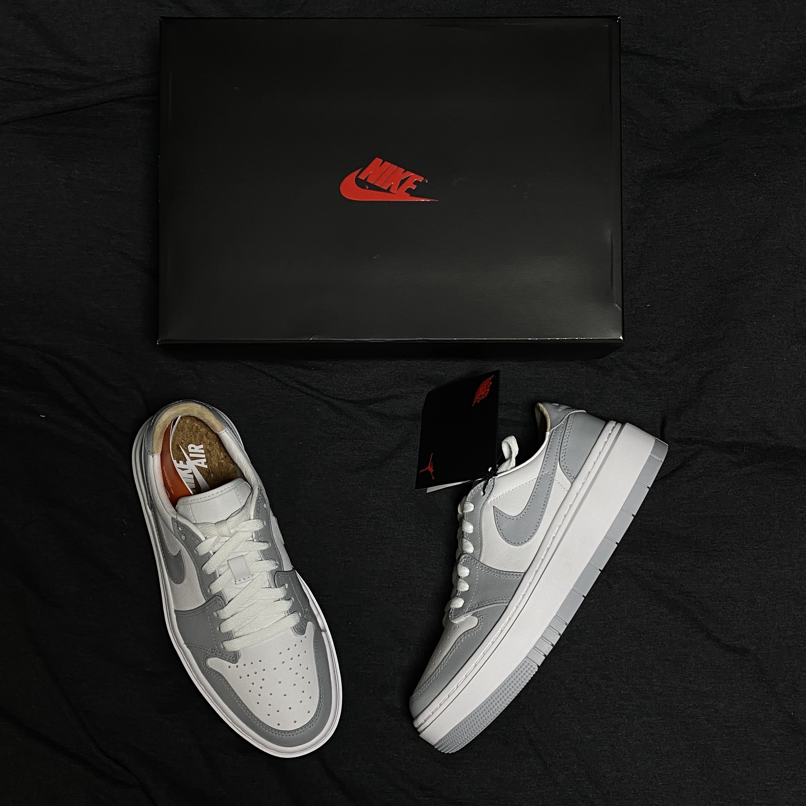 (W) Jordan 1 Elevate Low White and Wolf Grey 착용 스타일