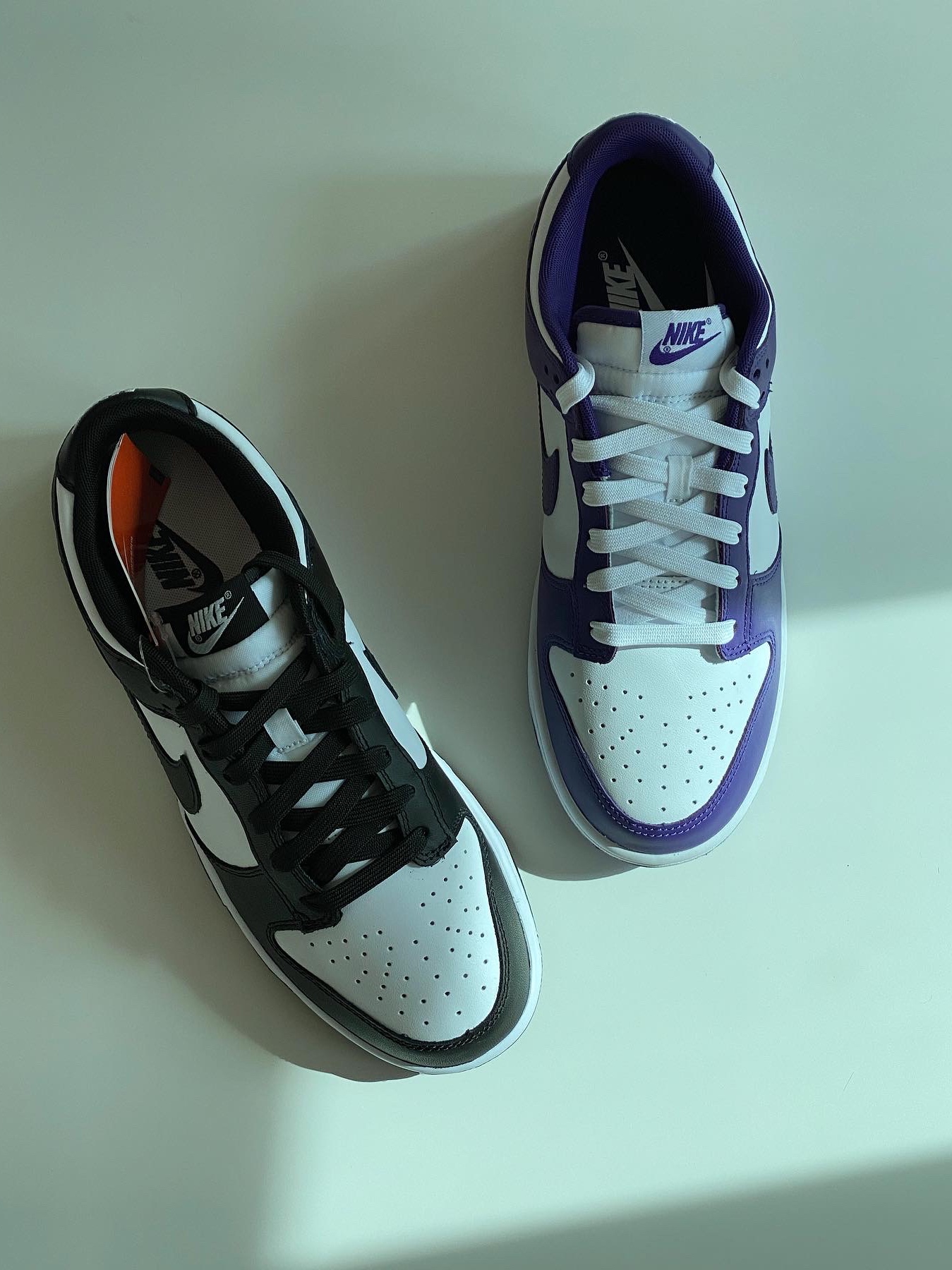 Nike Dunk Low Retro Black, Nike Dunk Low Retro Championship Court Purple 착용 스타일 - 1