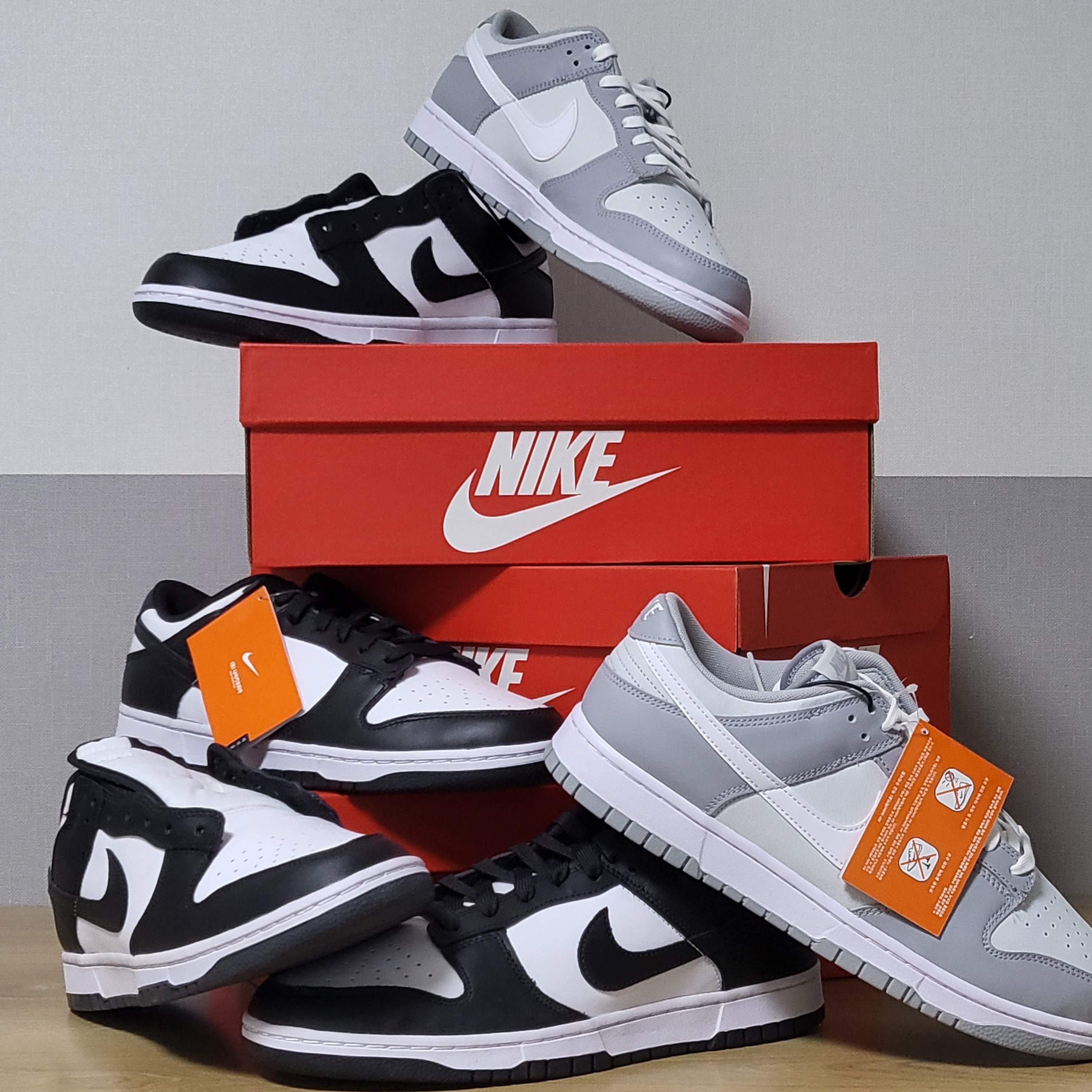 Nike Dunk Low Retro Black, Nike Dunk Low Retro Wolf Grey 착용 스타일
