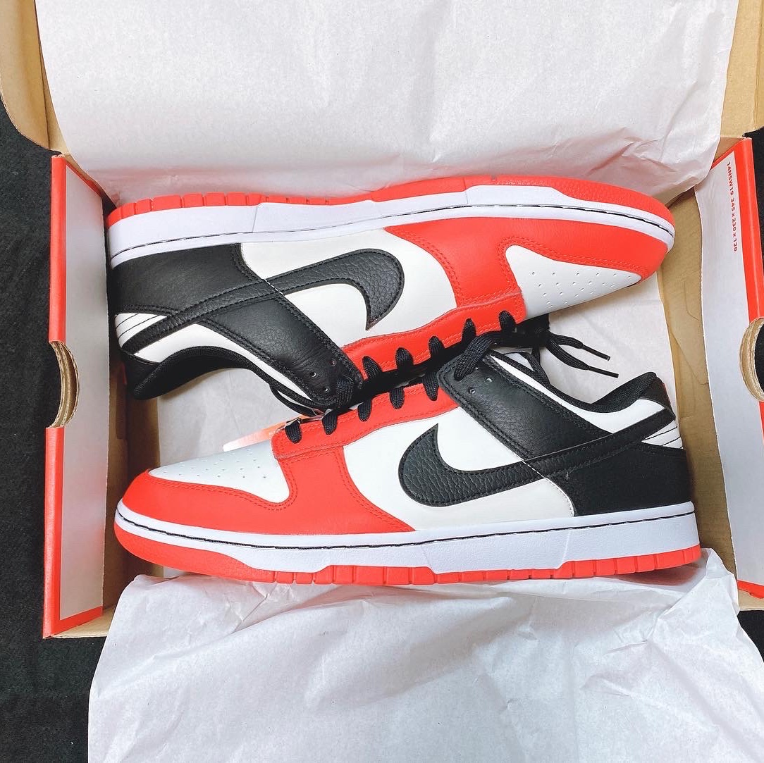 Nike x NBA Dunk Low Retro EMB Black and Chile Red, (GS) Nike x NBA Dunk Low Black and Chile Red 착용 스타일 - 3