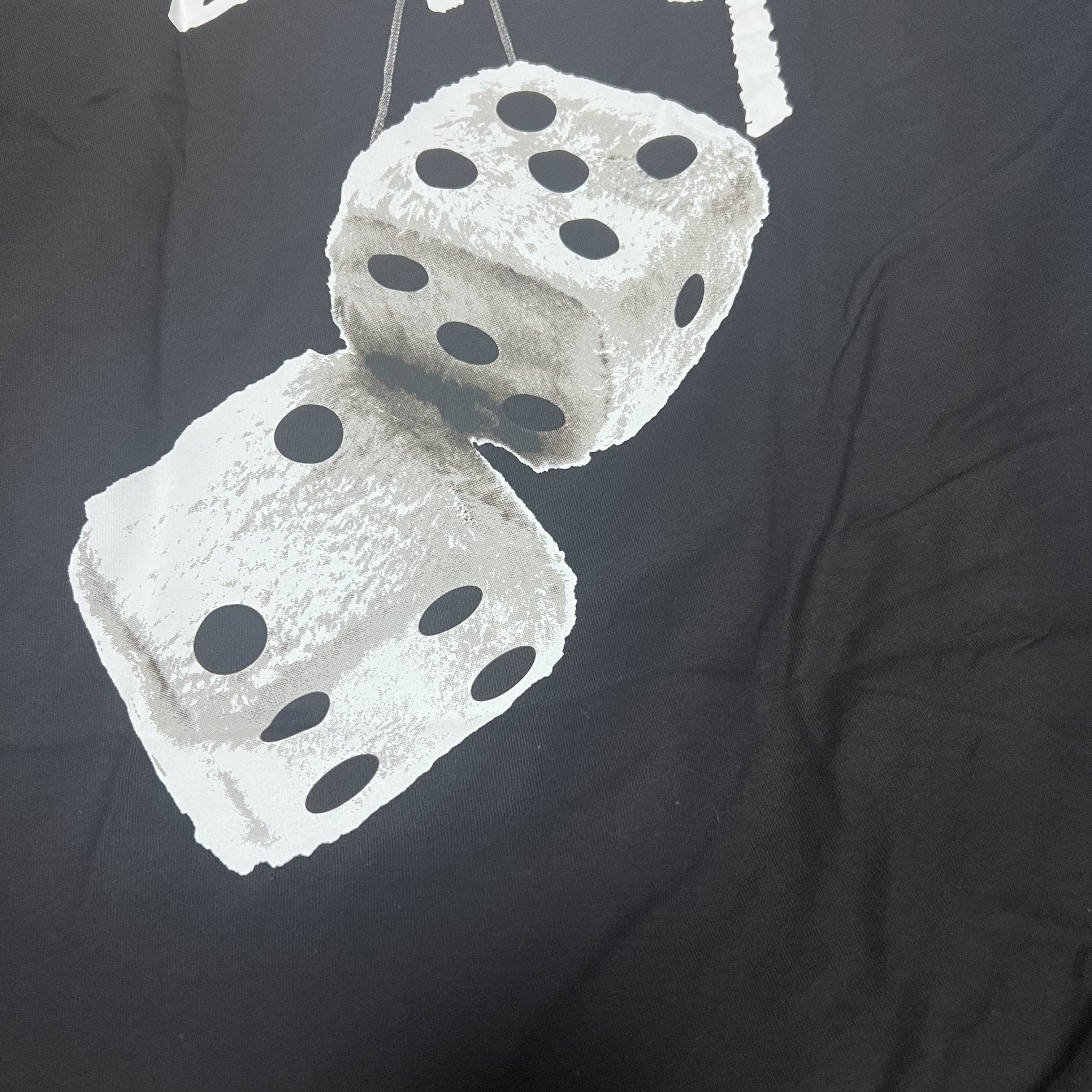 Stussy Fuzzy Dice T-Shirt Black, Stussy Fuzzy Dice T-Shirt White 착용 스타일 - 1