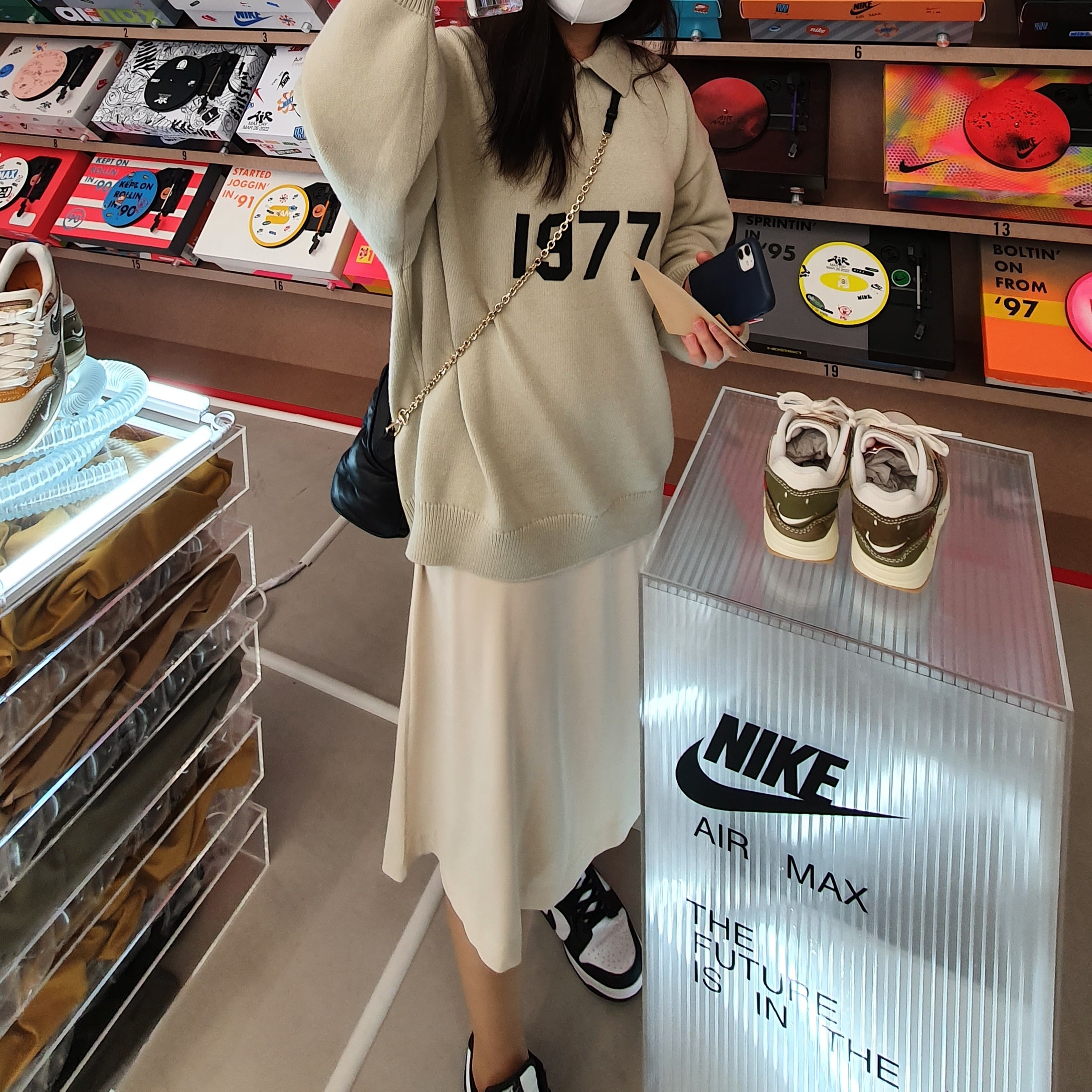 Essentials 1977 Knit Long Sleeve Polo Wheat - 22SS, (W) Nike Dunk Low Black 착용 스타일 - 1