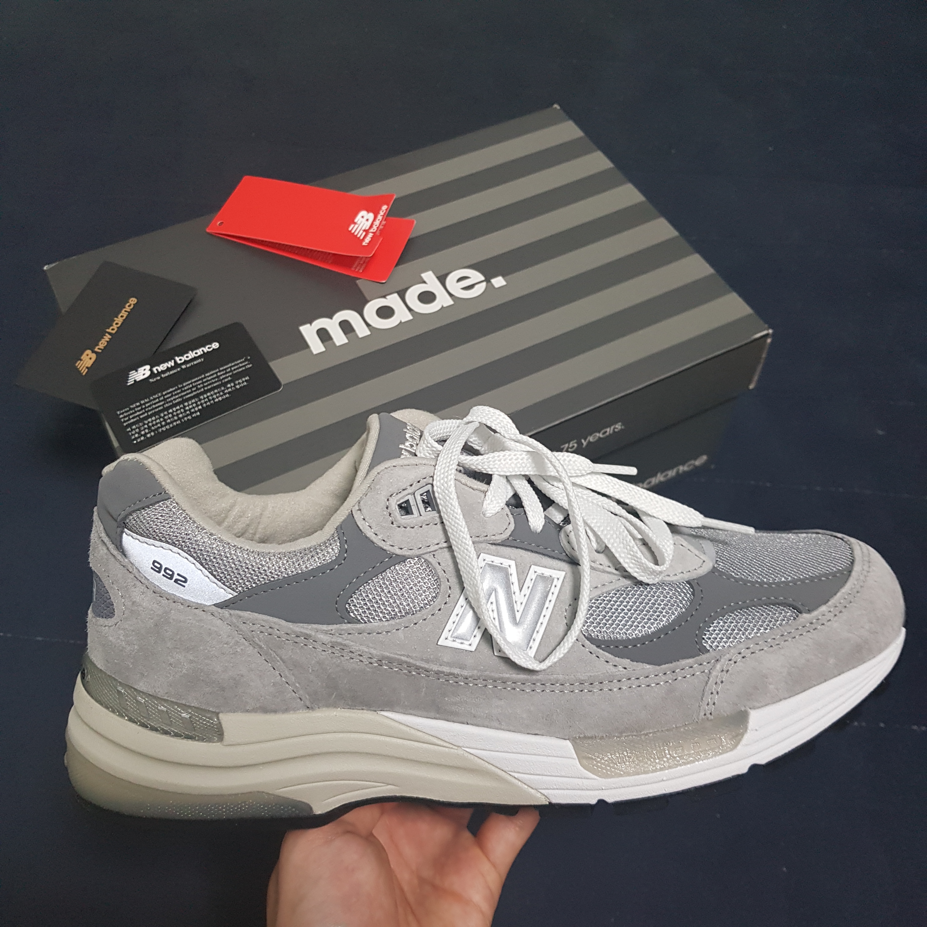 New Balance 992 Made in USA Grey - D Standard 착용 스타일 - 5
