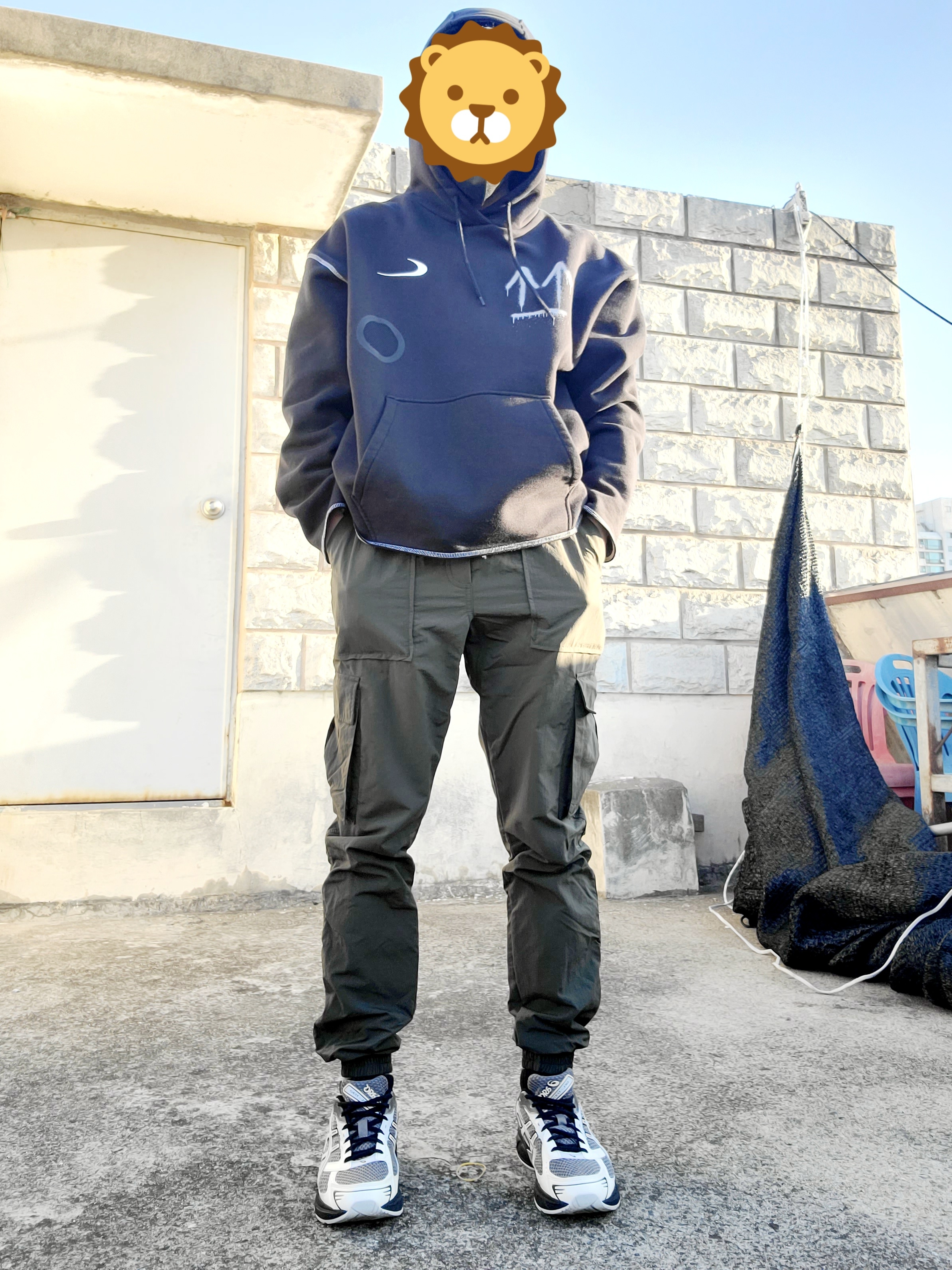 Nike x Off-White NRG RU Hoodie, Asics x I4P Gel-1130 Mink Glacier Grey 착용 스타일 - 2