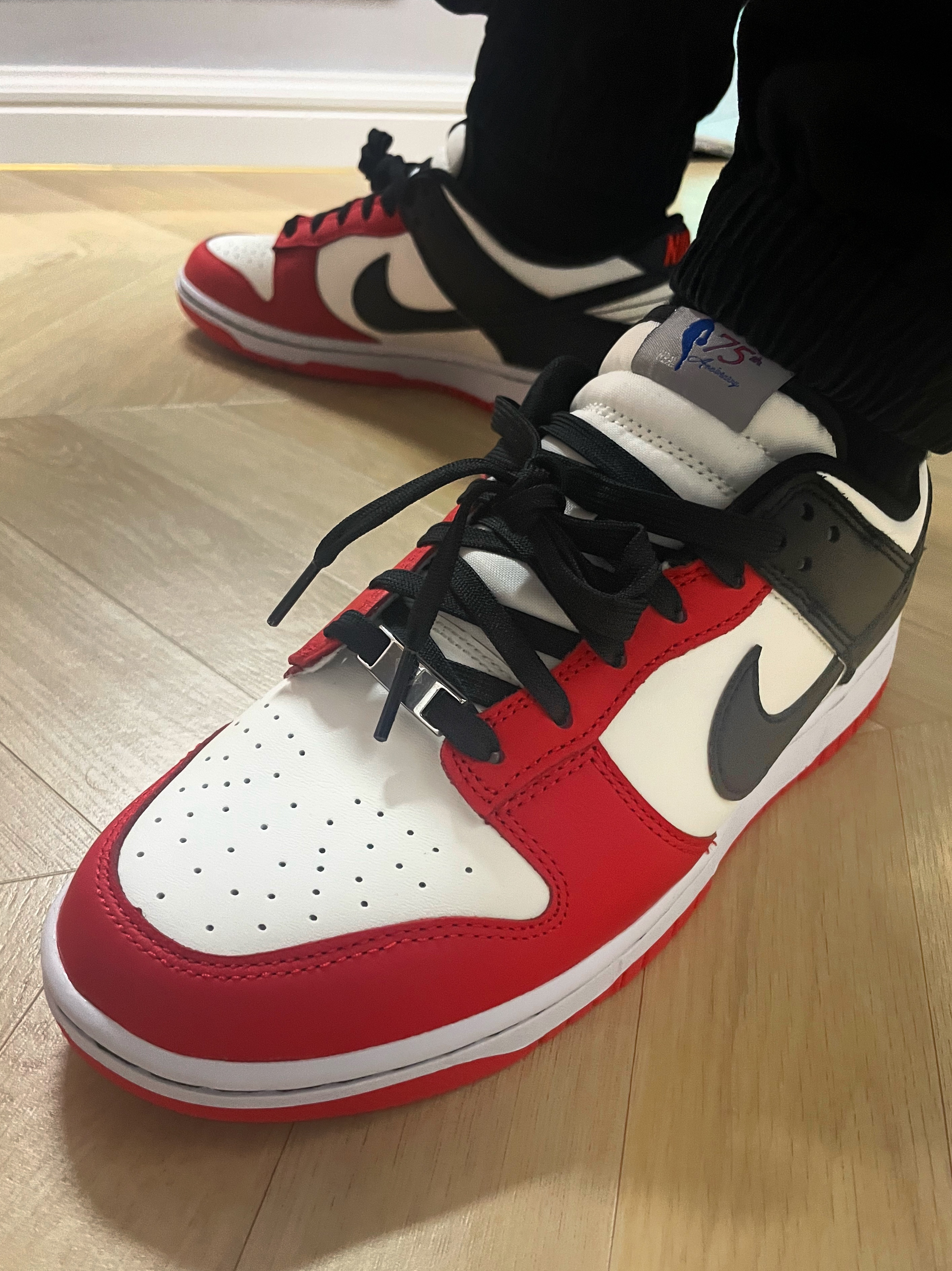 Nike x NBA Dunk Low Retro EMB Black and Chile Red, Nike x NBA Dunk Low Retro EMB Nets 착용 스타일 - 1